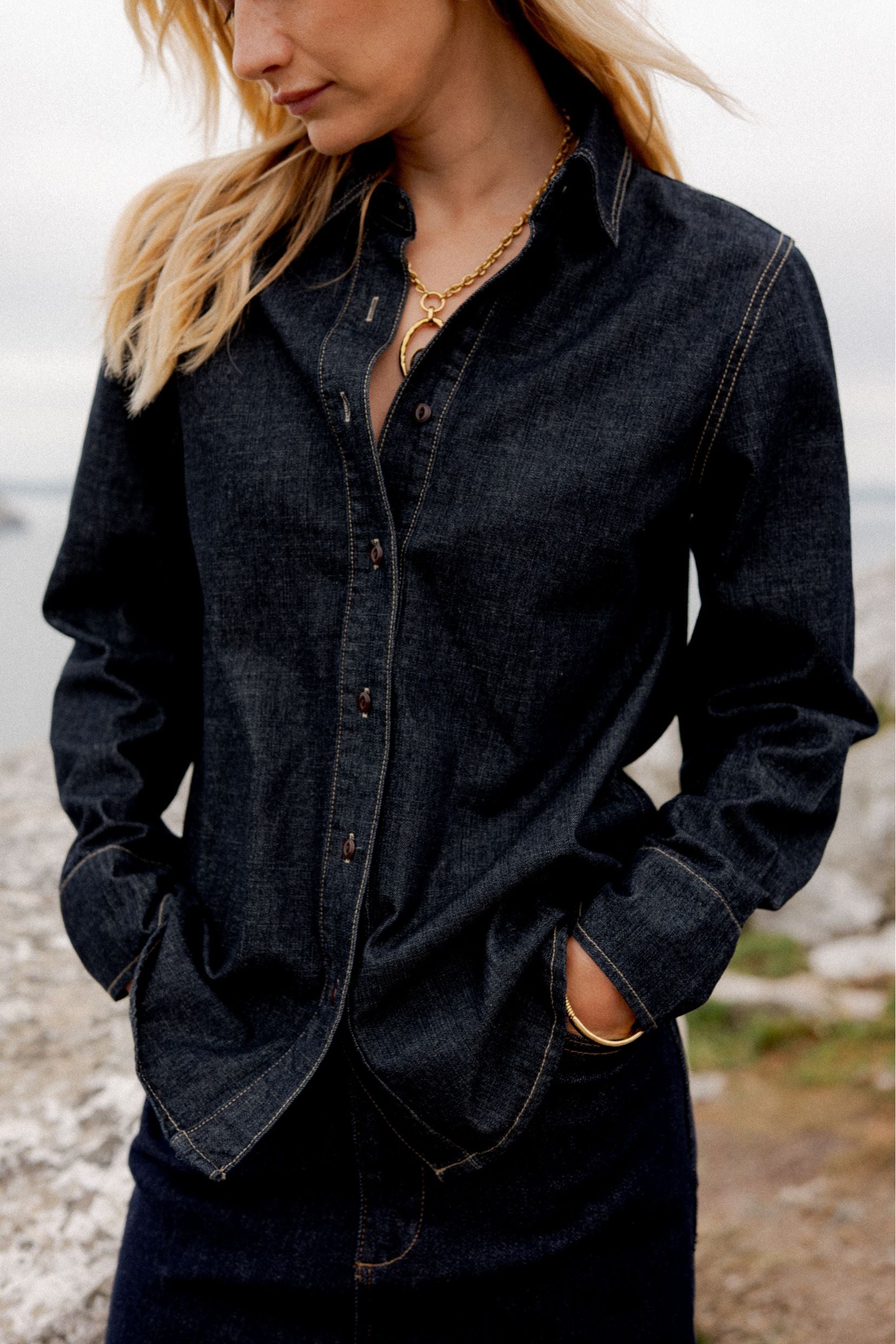 Maison Onado Mailys chemise denim coton coupe droite