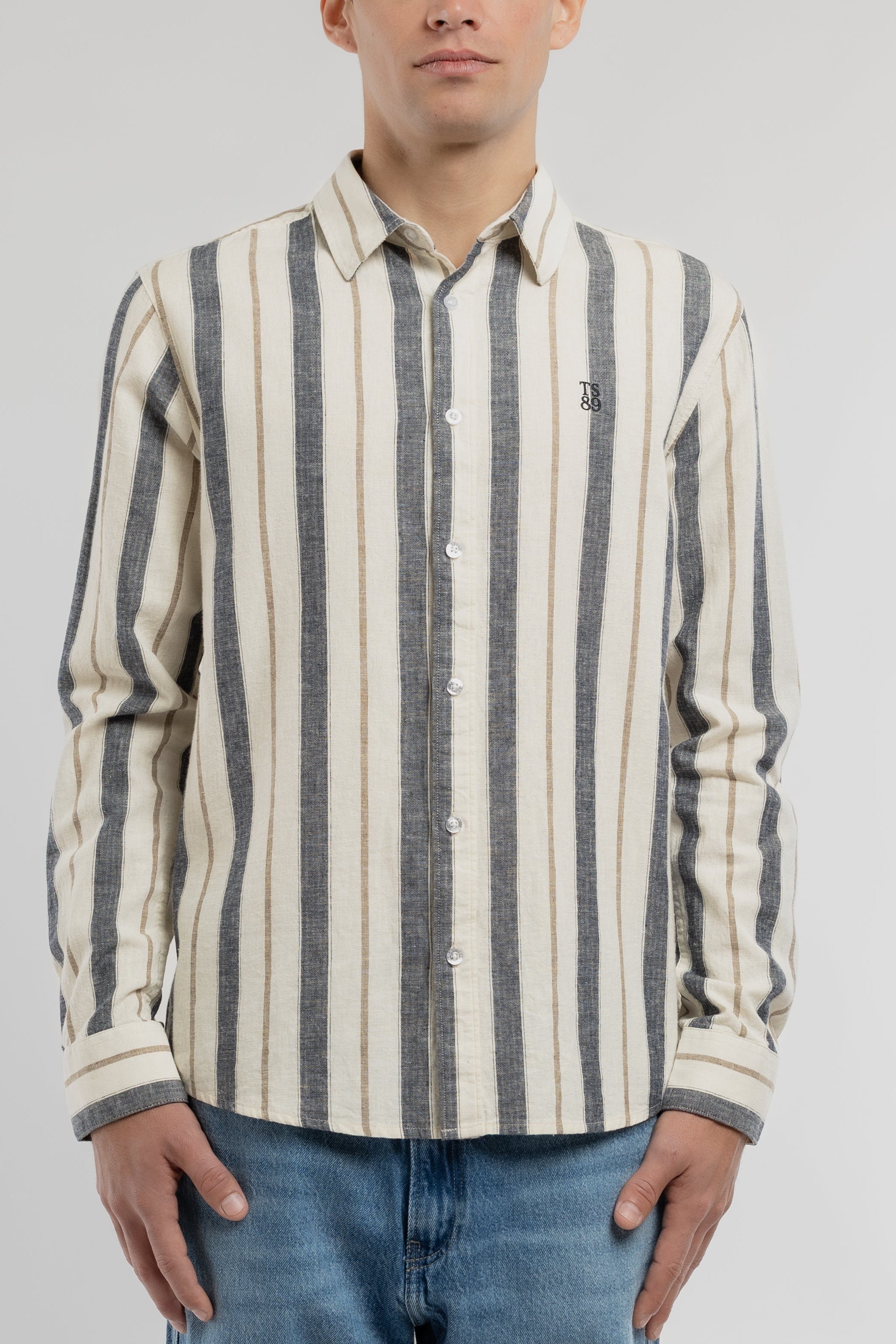 Teddy Smith C-Darius ML chemise homme marine lin coton