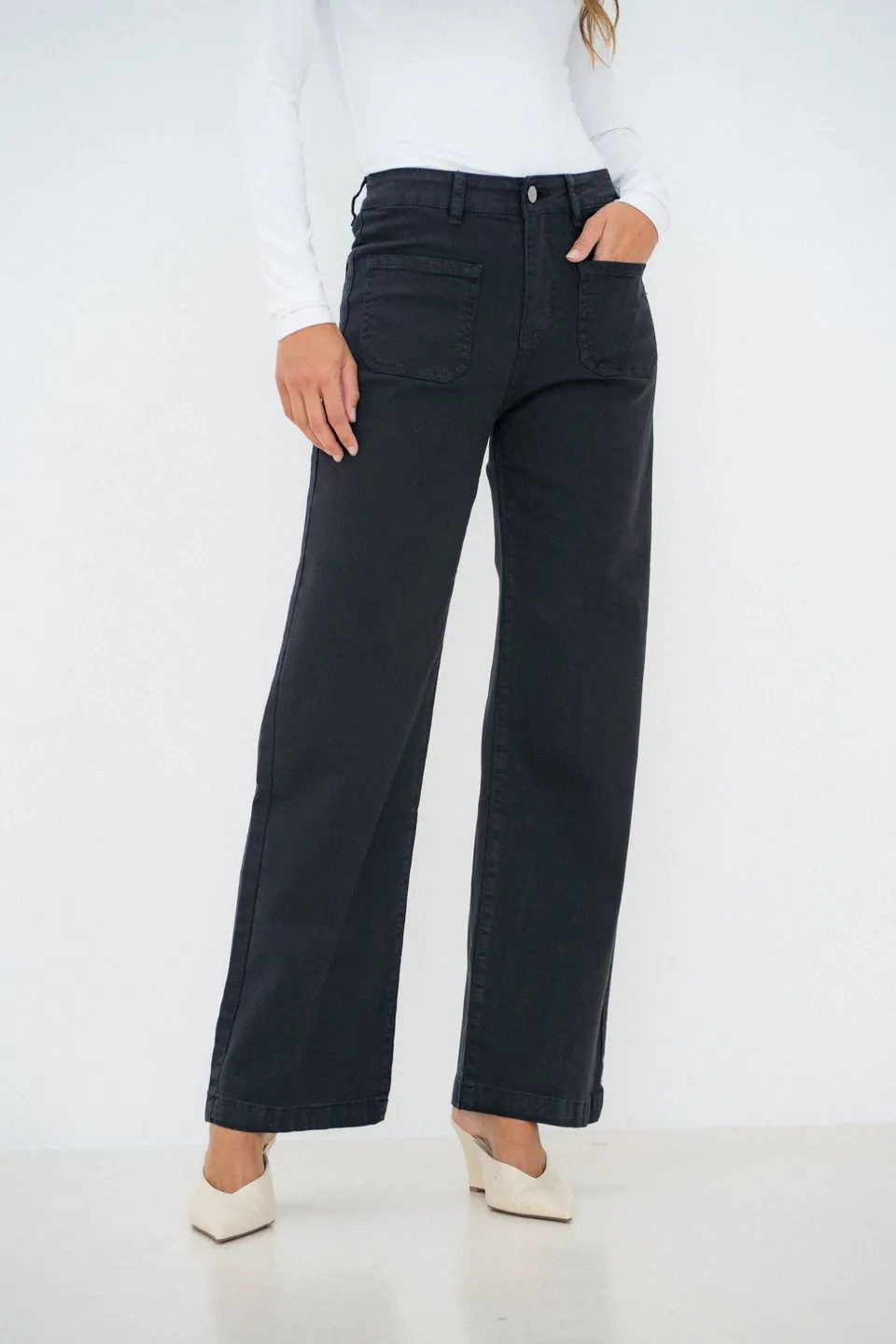 Maison Onado Selene jean droit noir taille haute