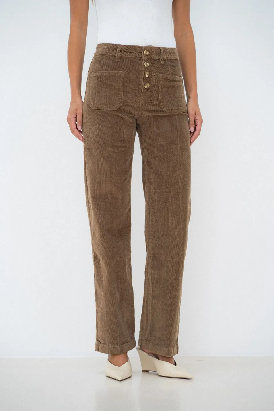 Maison Onado Néoline pantalon camel pli marqué