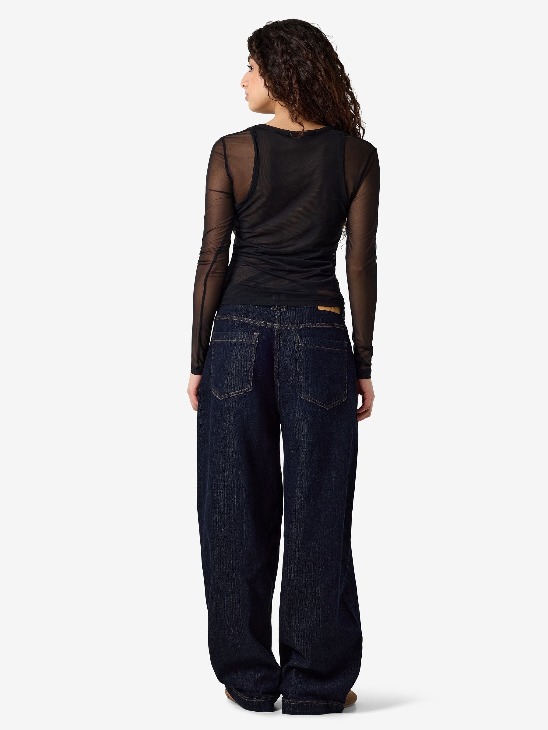 Noisy May top mesh manches longues double col rond