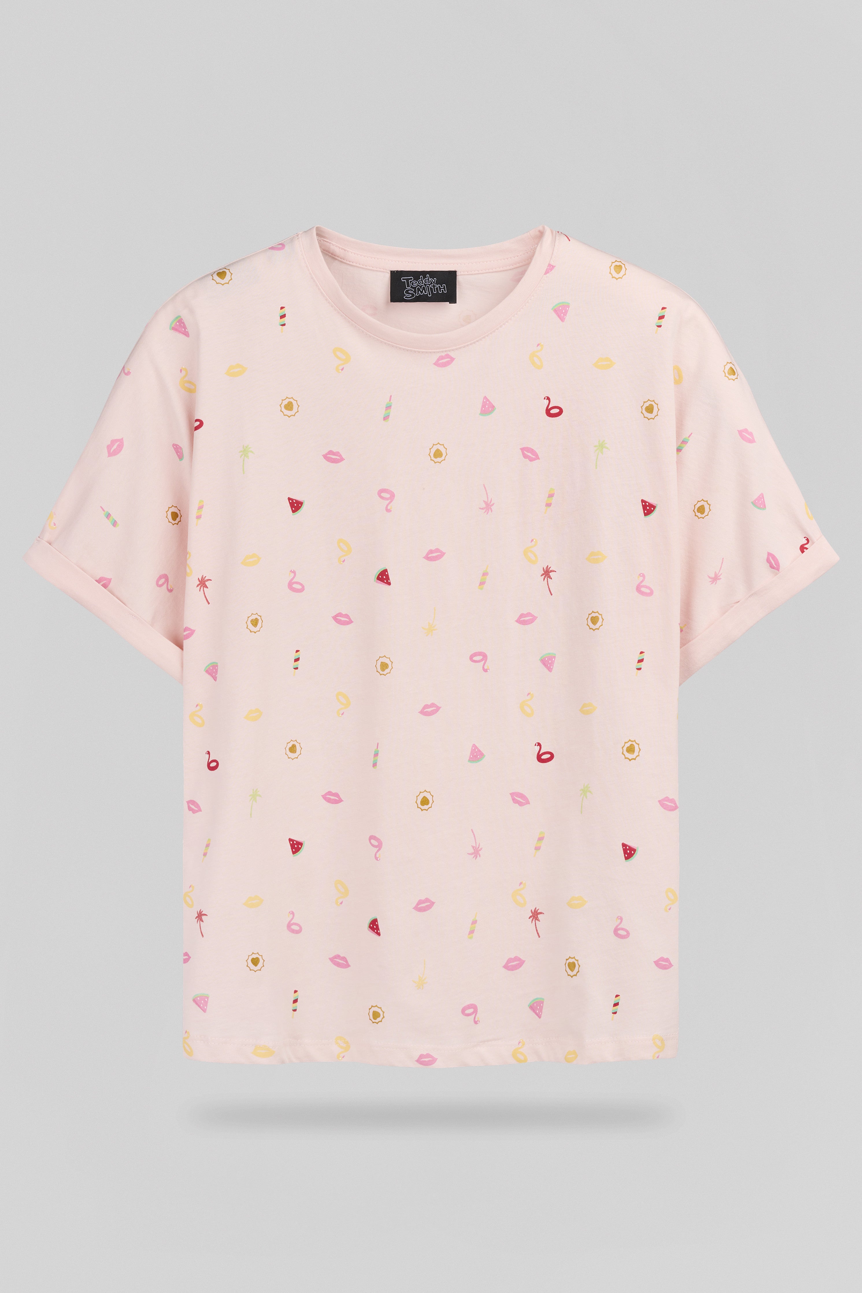 TEDDY SMITH T-KADY MC t-shirt femme rose imprimé