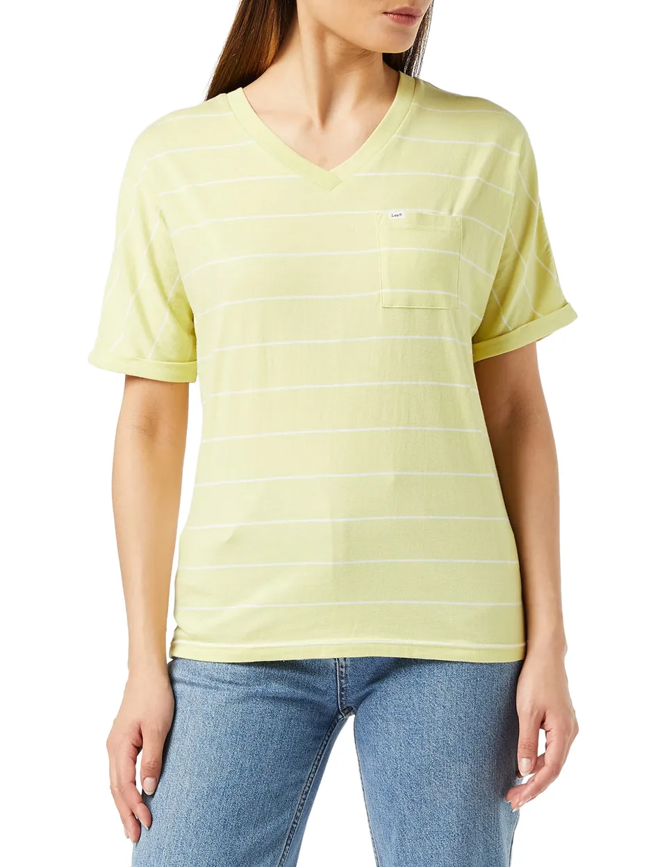 Lee Striped Yarn Dye Tee t-shirt femme Lime Juice à rayures