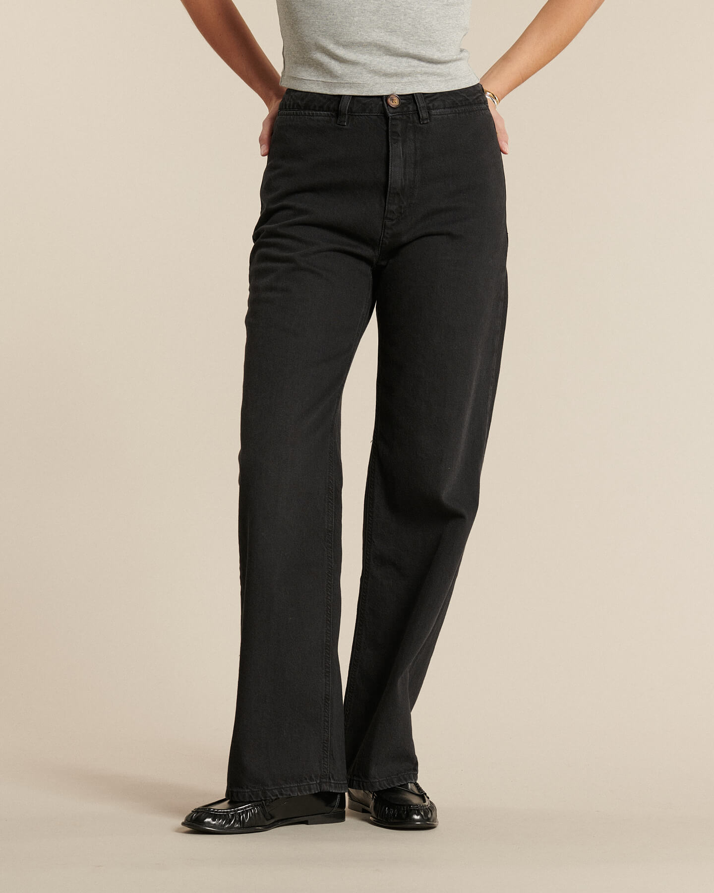 Labdip Swann BL 80 jean large taille haute gris foncé