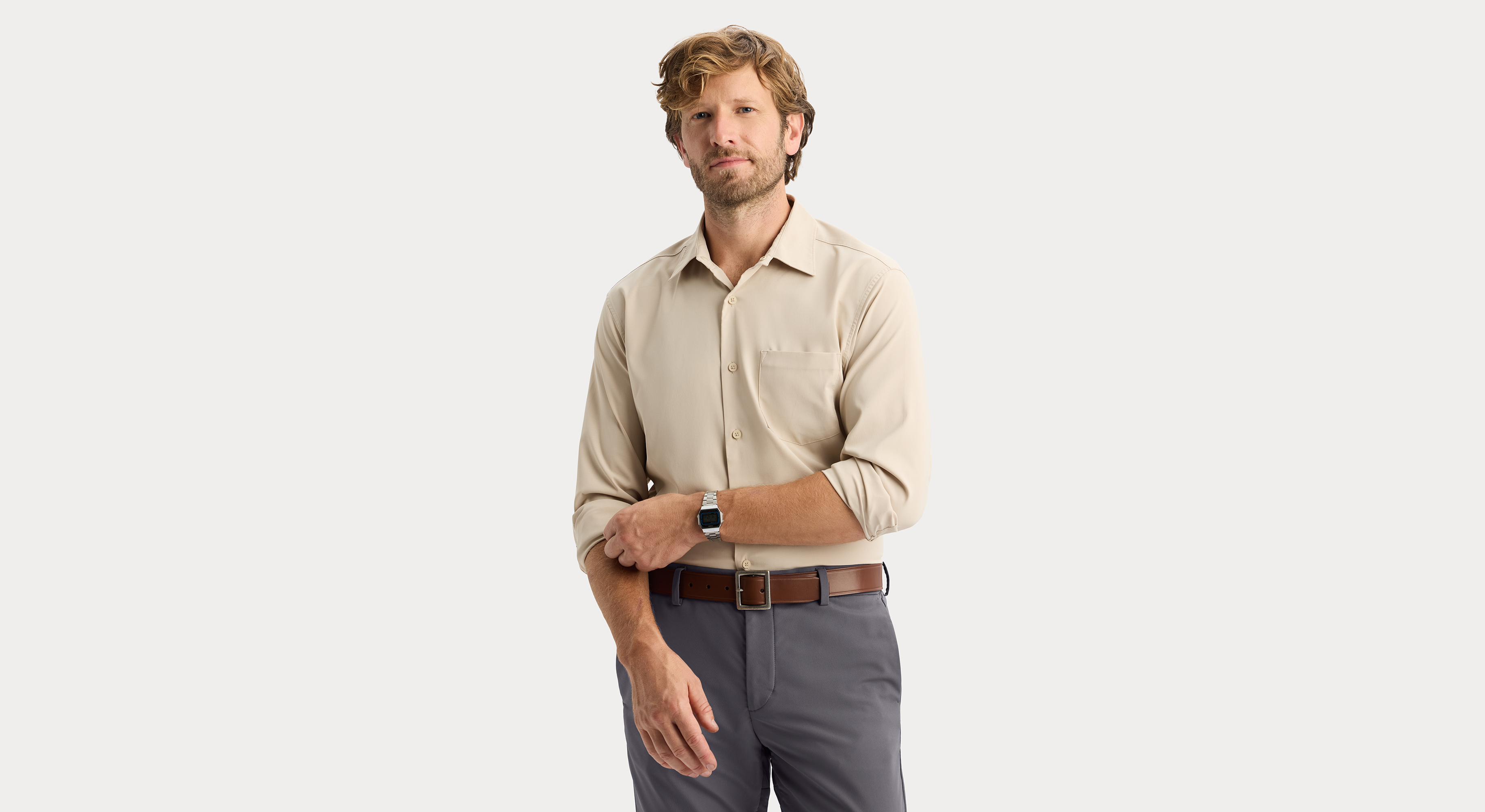 Dockers Go Shirt Long Sleeve chemise beige séchage rapide