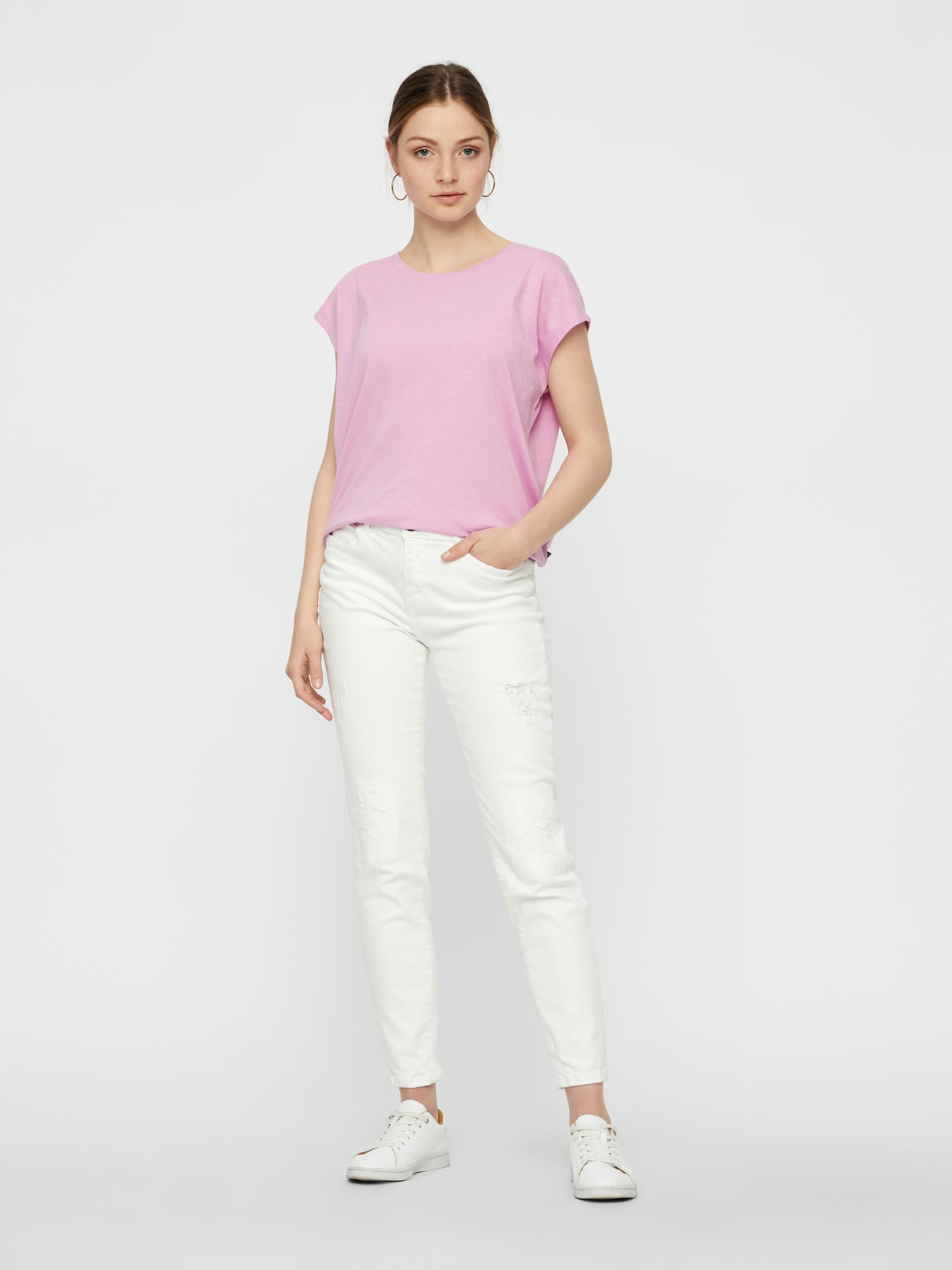 Noisy May t-shirt oversize col rond dos long