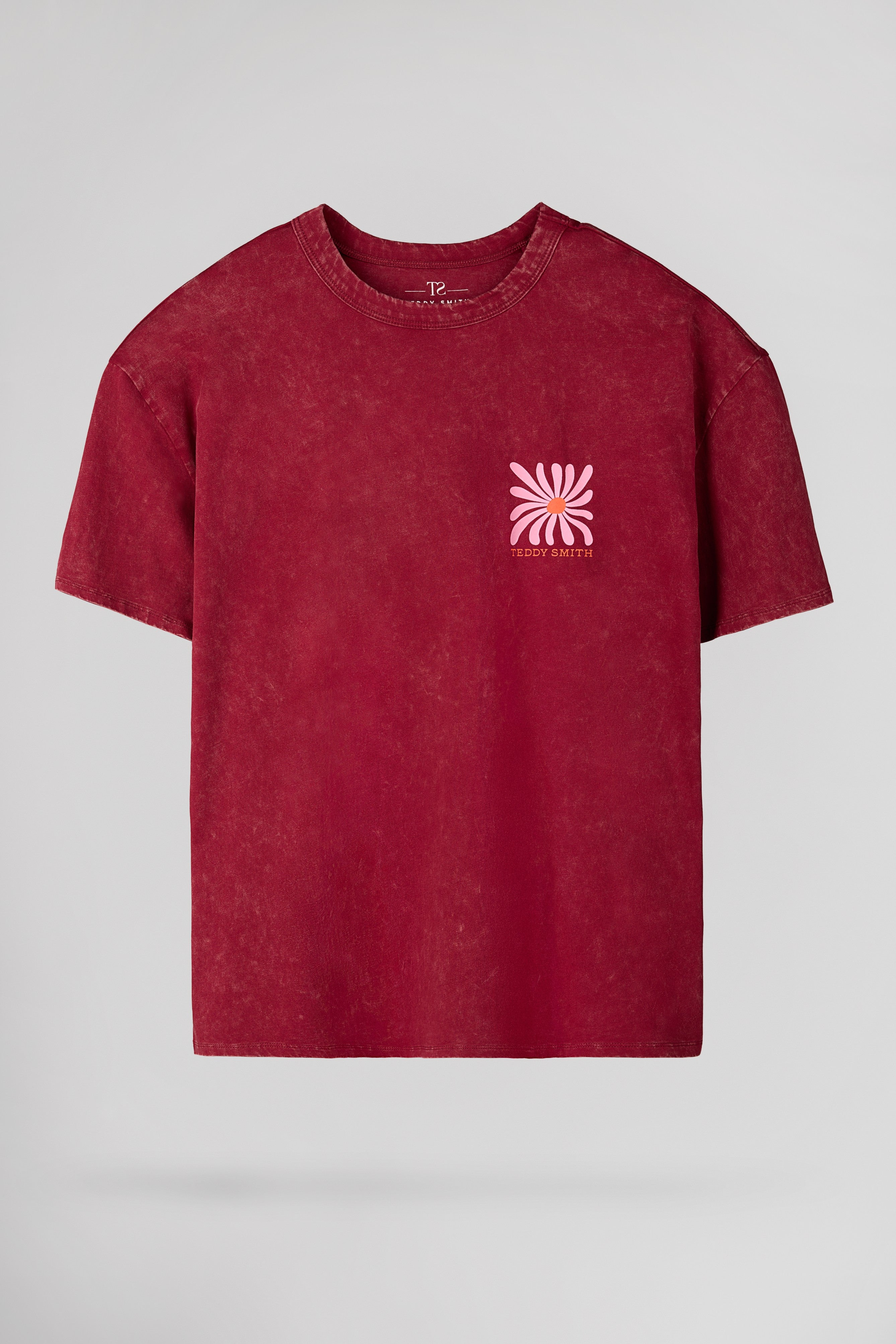 Teddy Smith T-Florali MC t-shirt oversize grenat femme