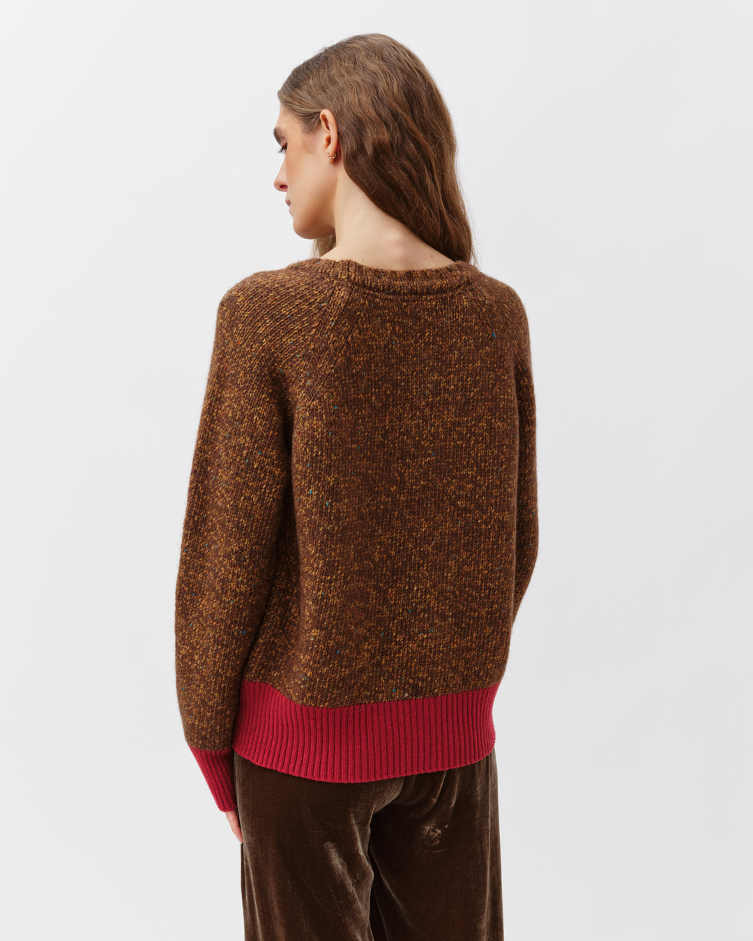 DIEGA PUMANJO pull maille camel rouge
