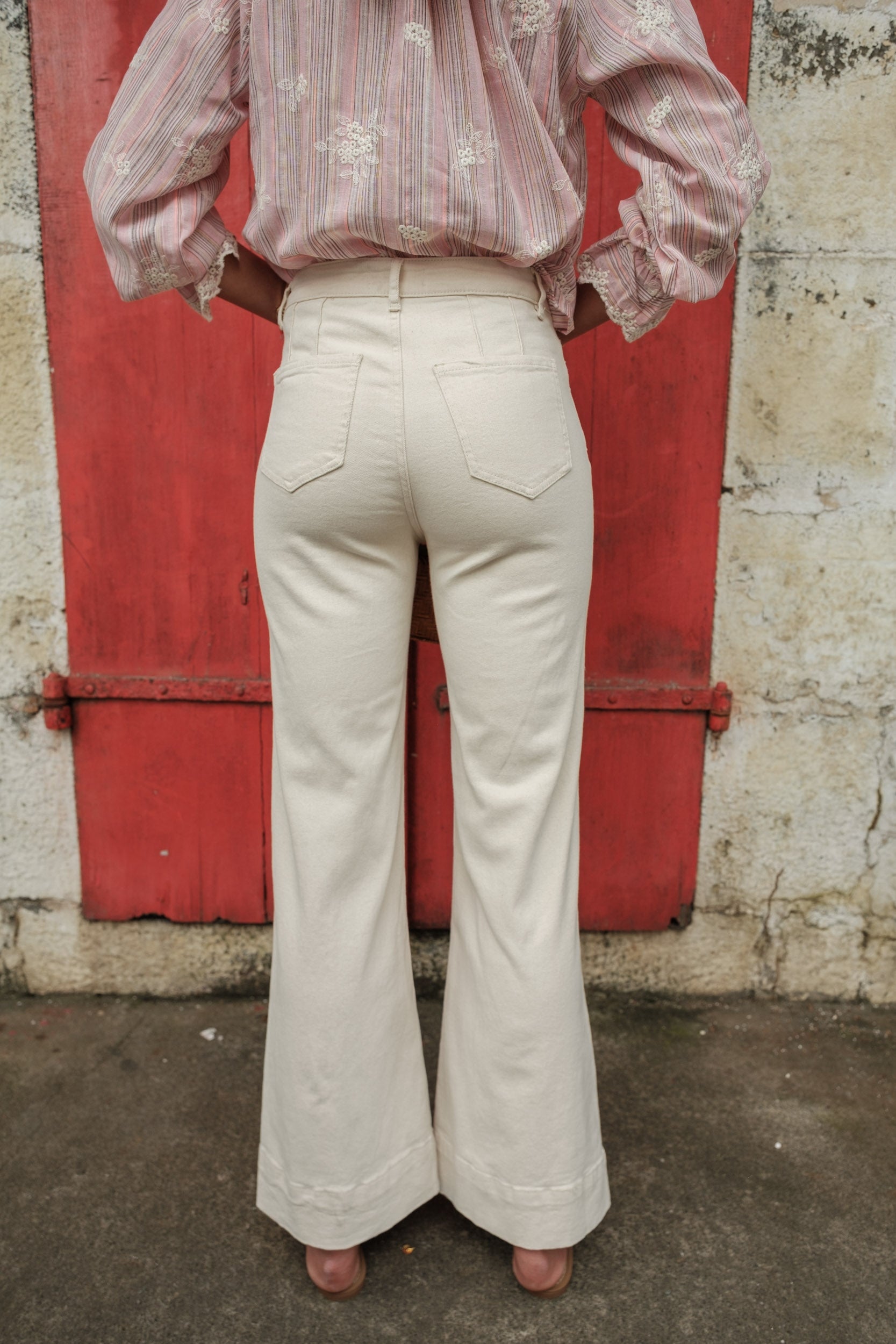 Maison Onado Joliane jean wide leg beige taille haute