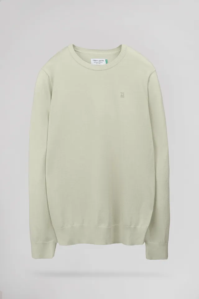 Teddy Smith P-Martino pull col rond vert nacré homme slim