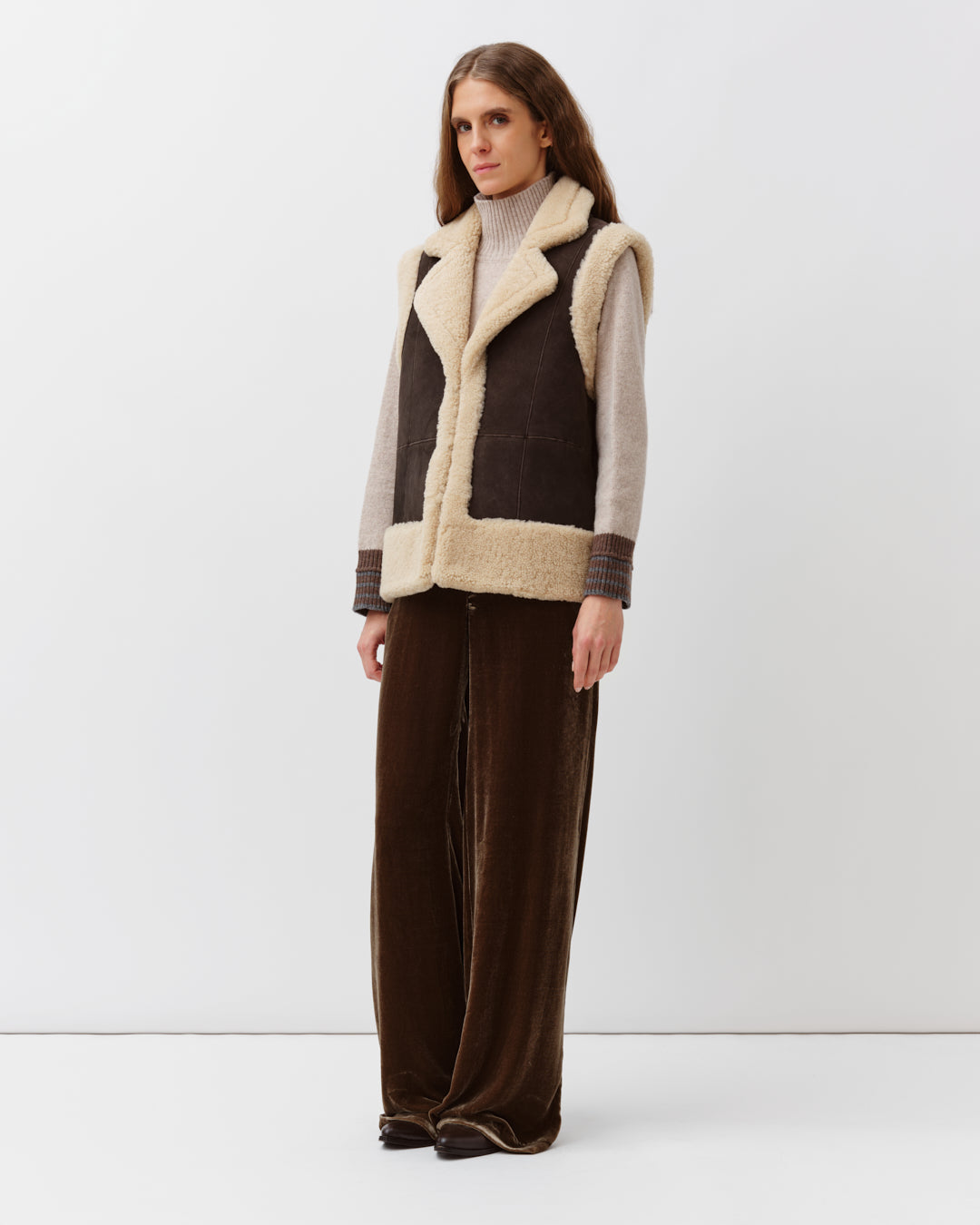 DIEGA GESKAO veste mouton chocolat écru