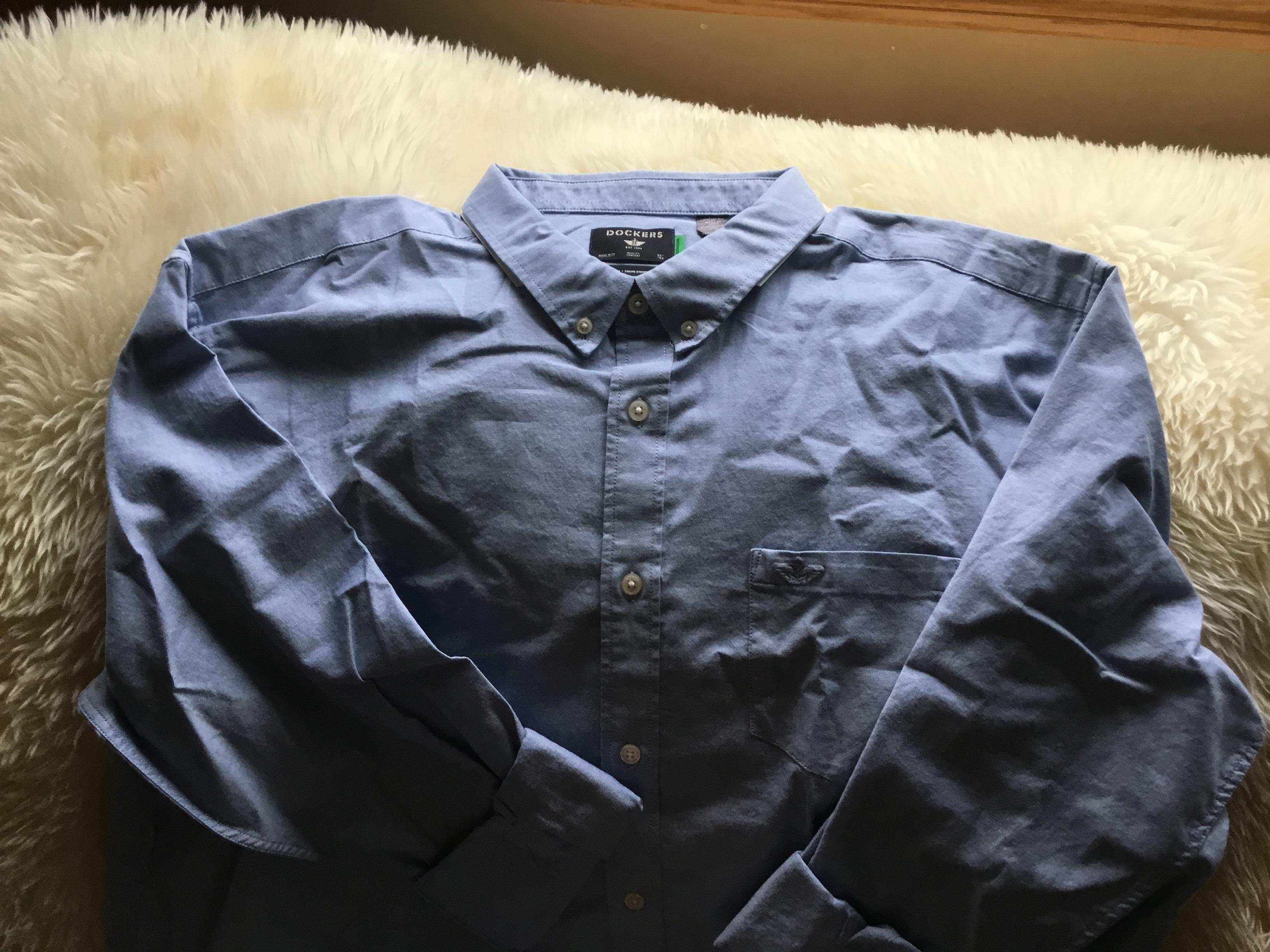 Dockers Oxford chemise homme bleue slim manches longues