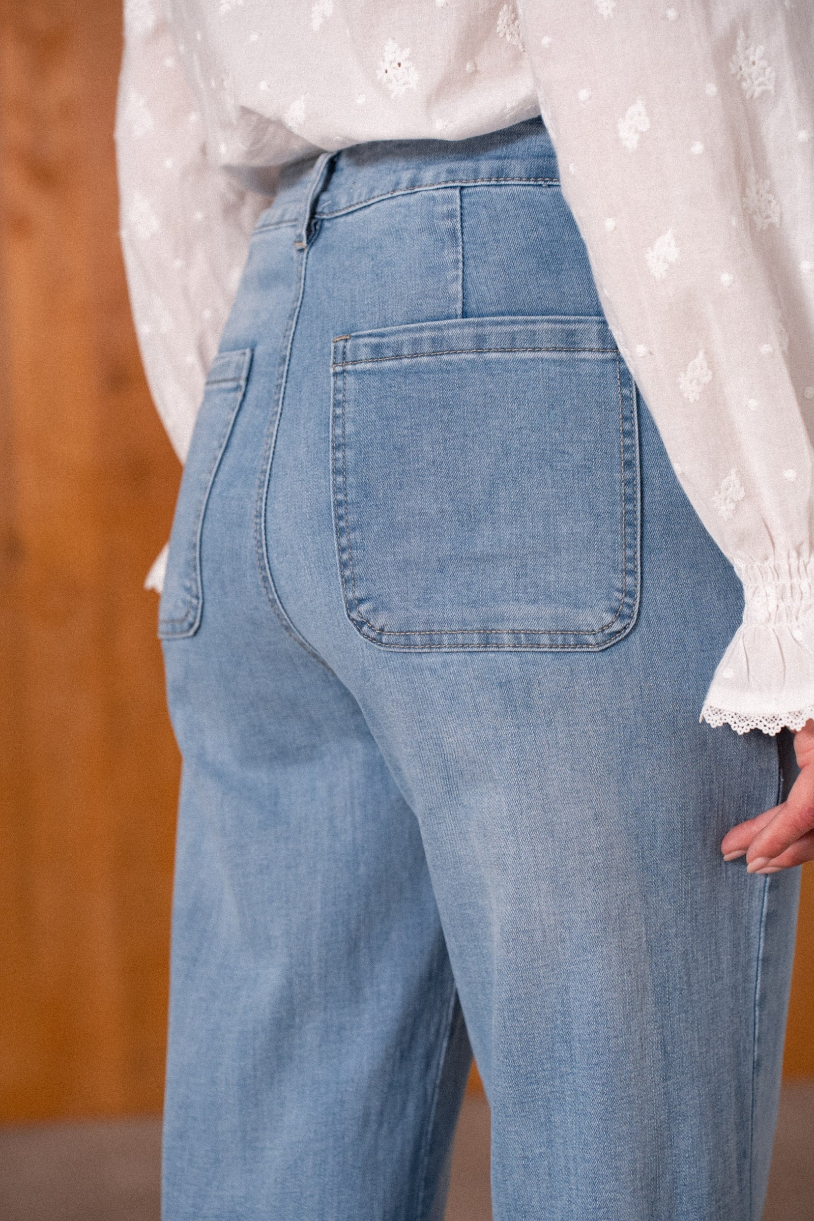 Maison Onado Huguette jean droit bleu coton