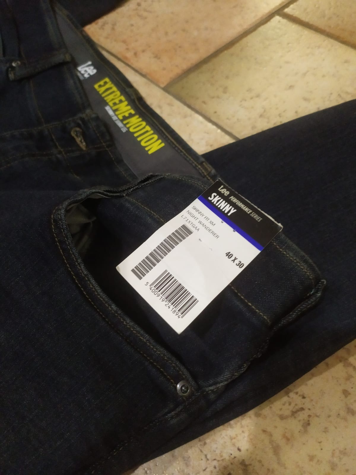 Lee Extreme Motion jean skinny homme stretch coton