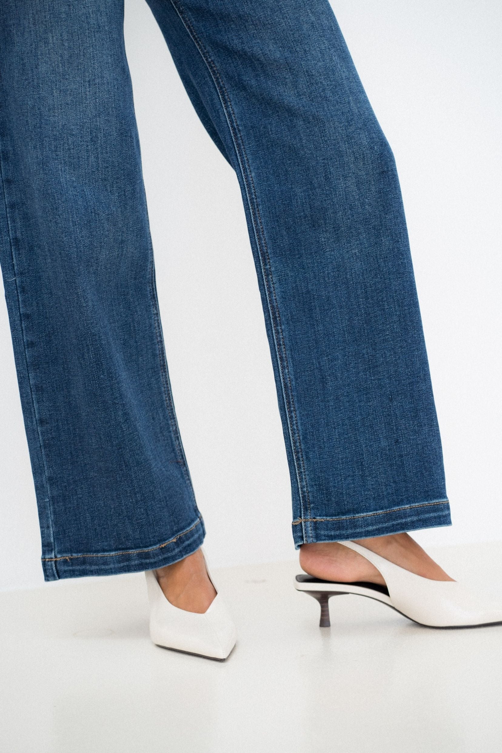 Maison Onado Pauline jean wide bleu délavé à ceinture