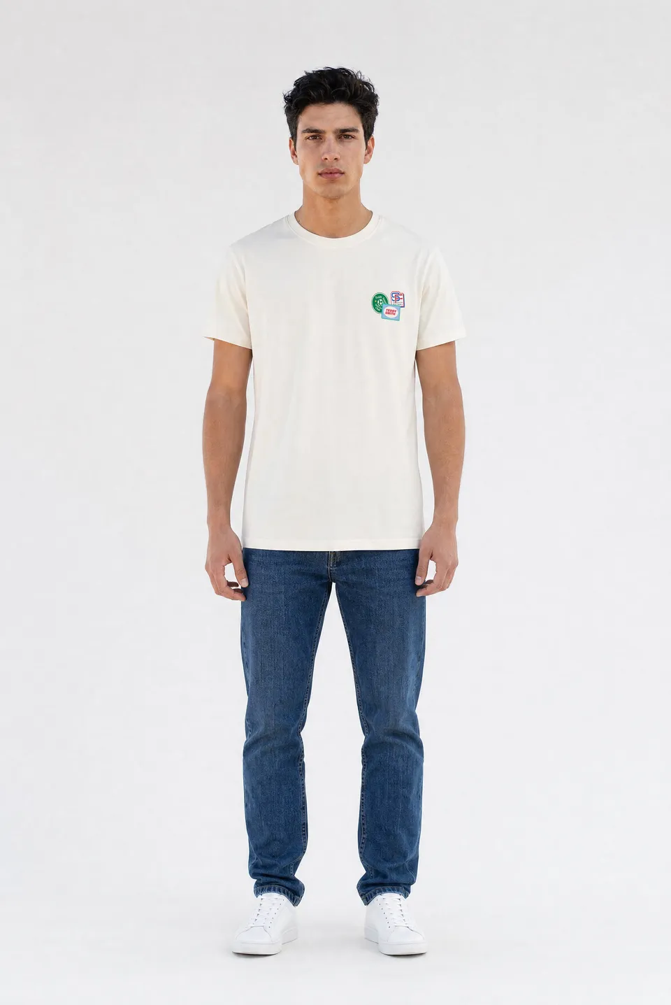 Teddy Smith T-Badges MC t-shirt ample middle white coton