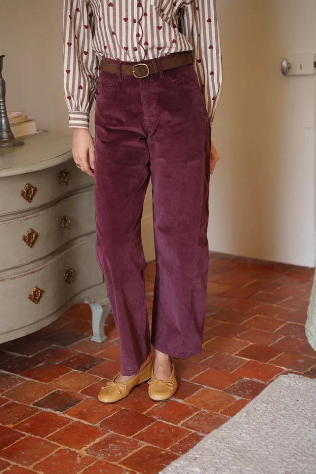 Maison Onado Erine pantalon ballon velours bordeaux coton