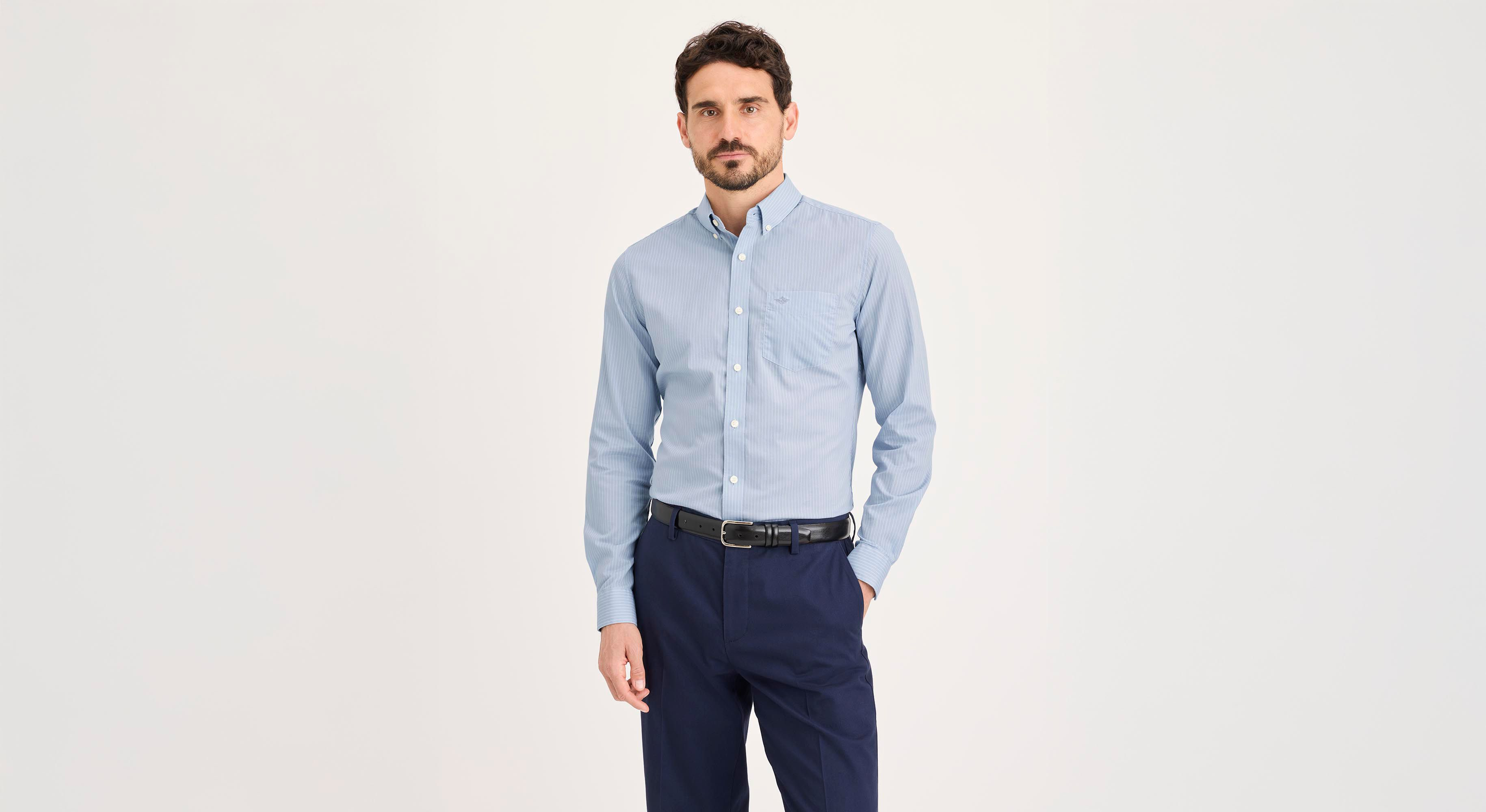 Dockers Signature Stain Defender chemise bleue Slim manches longues