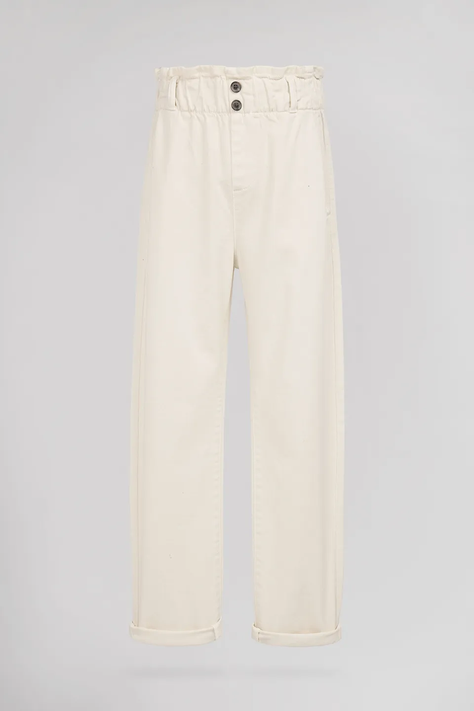 Teddy Smith Paperbag Jr pantalon fille blanc taille haute
