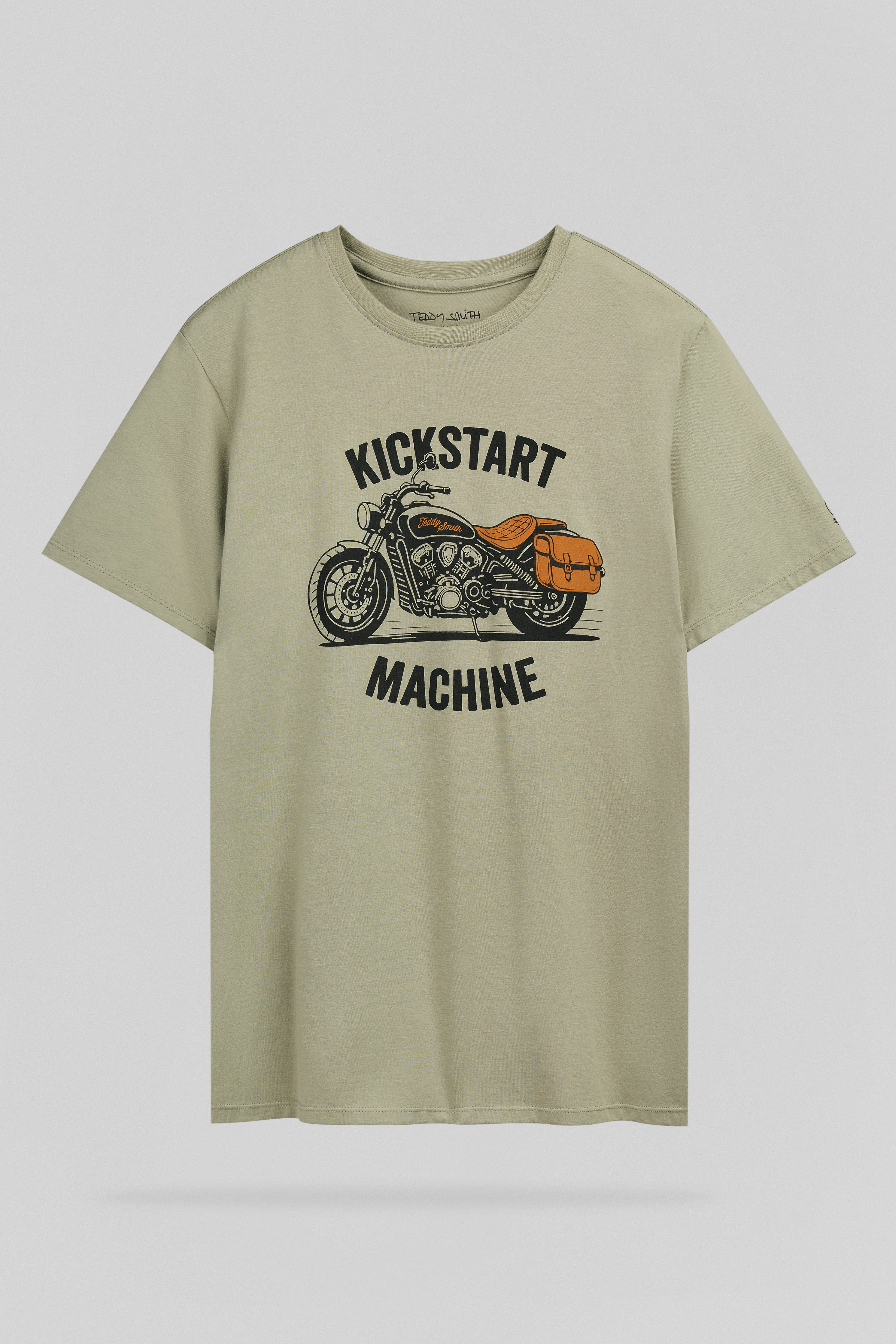 Teddy Smith T-Carso MC Bleach Kaki t-shirt moto coton