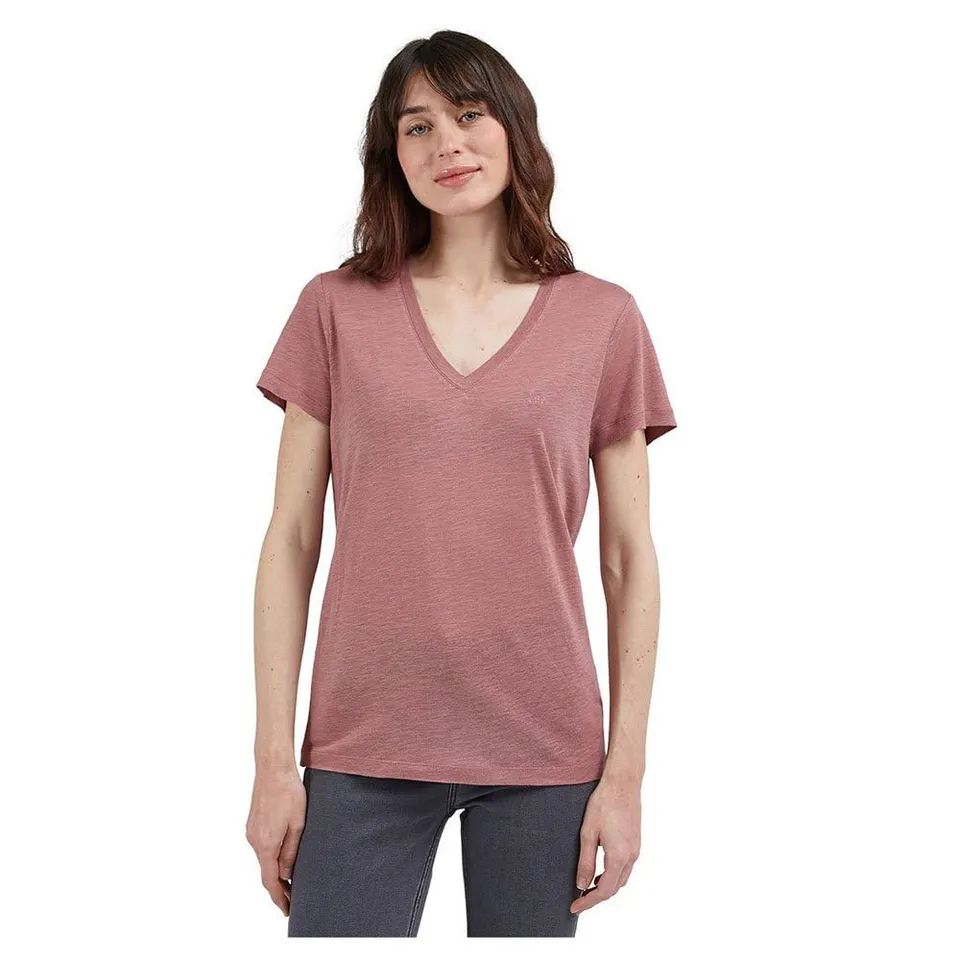 Lee Col V t-shirt femme rose coupe décontractée