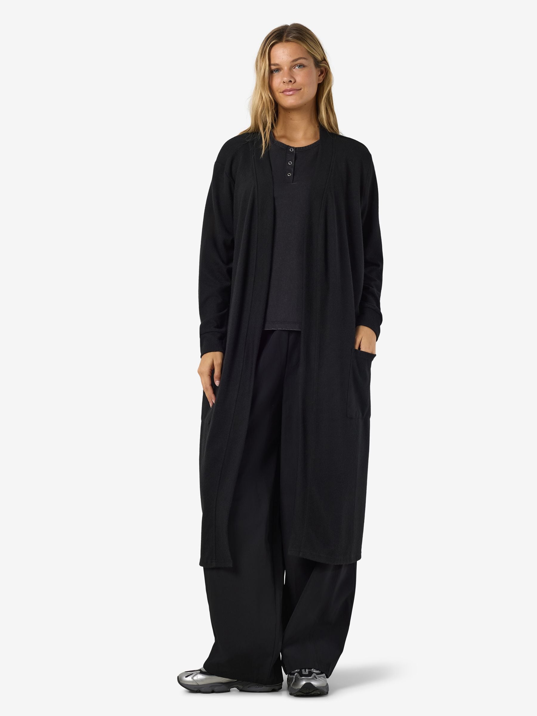 Noisy May gilet long ouvert manches longues poches
