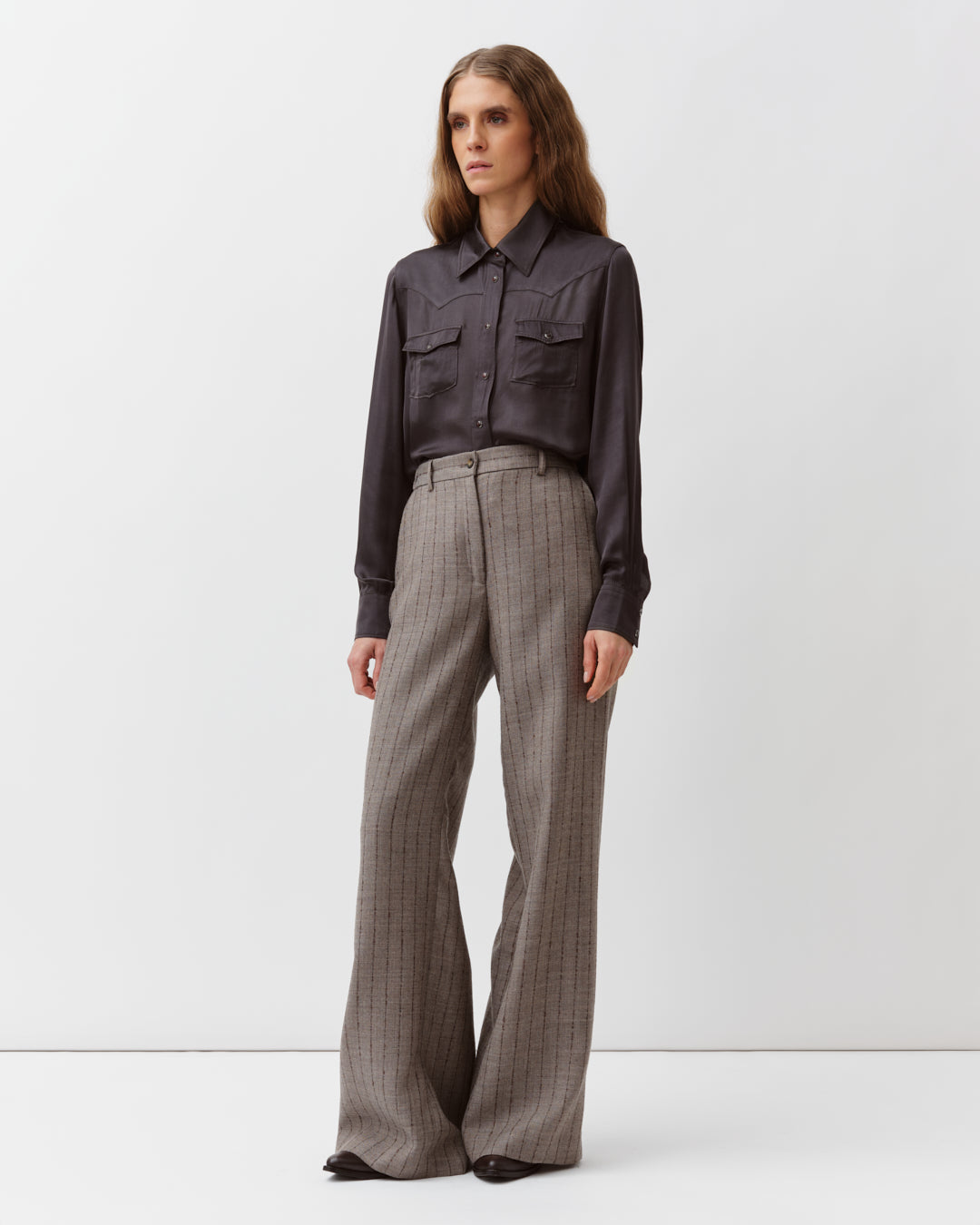 DIEGA CORYDA chemise chocolat viscose et soie