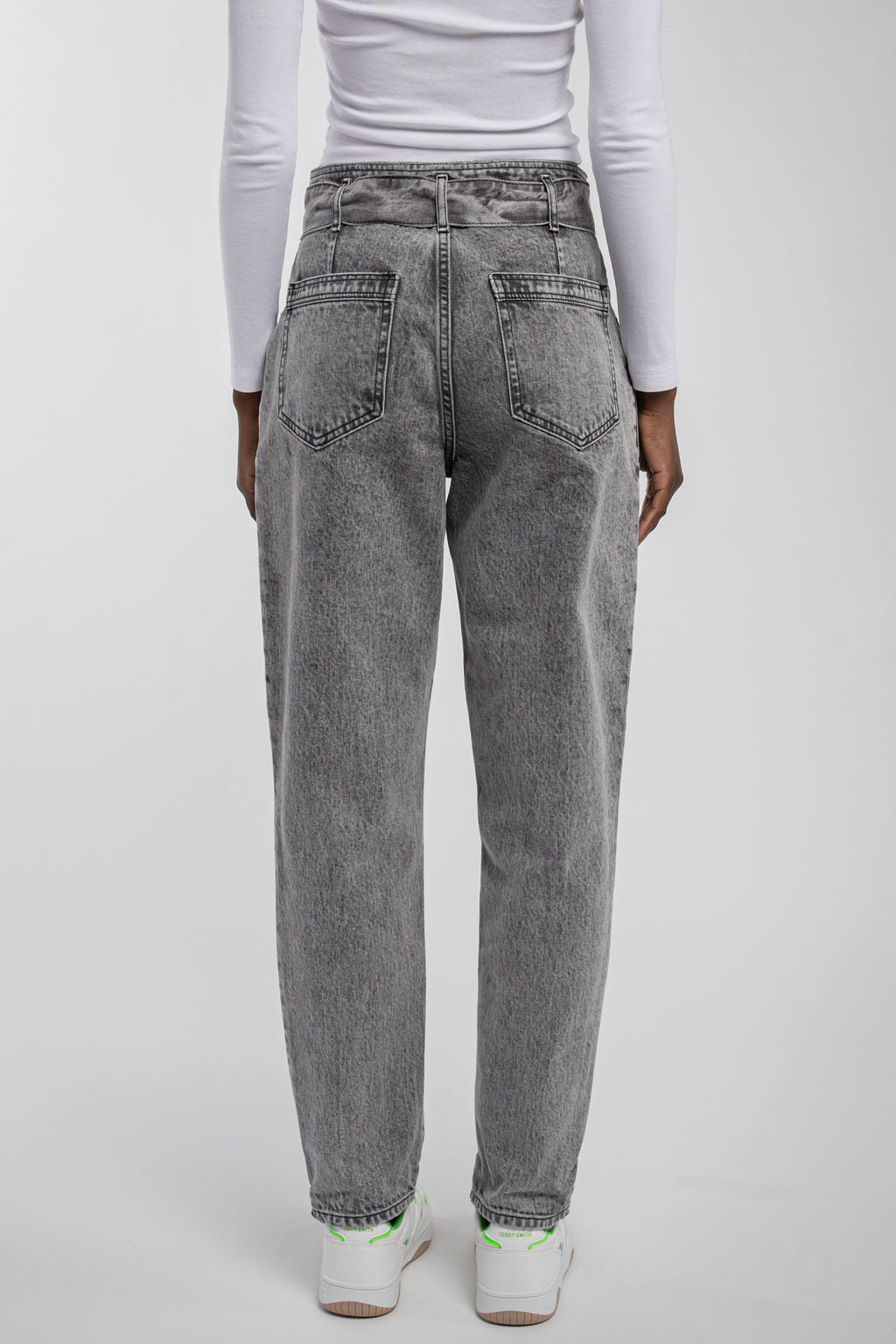 Teddy Smith P-Ginette Denim Grey jean mom taille haute coton