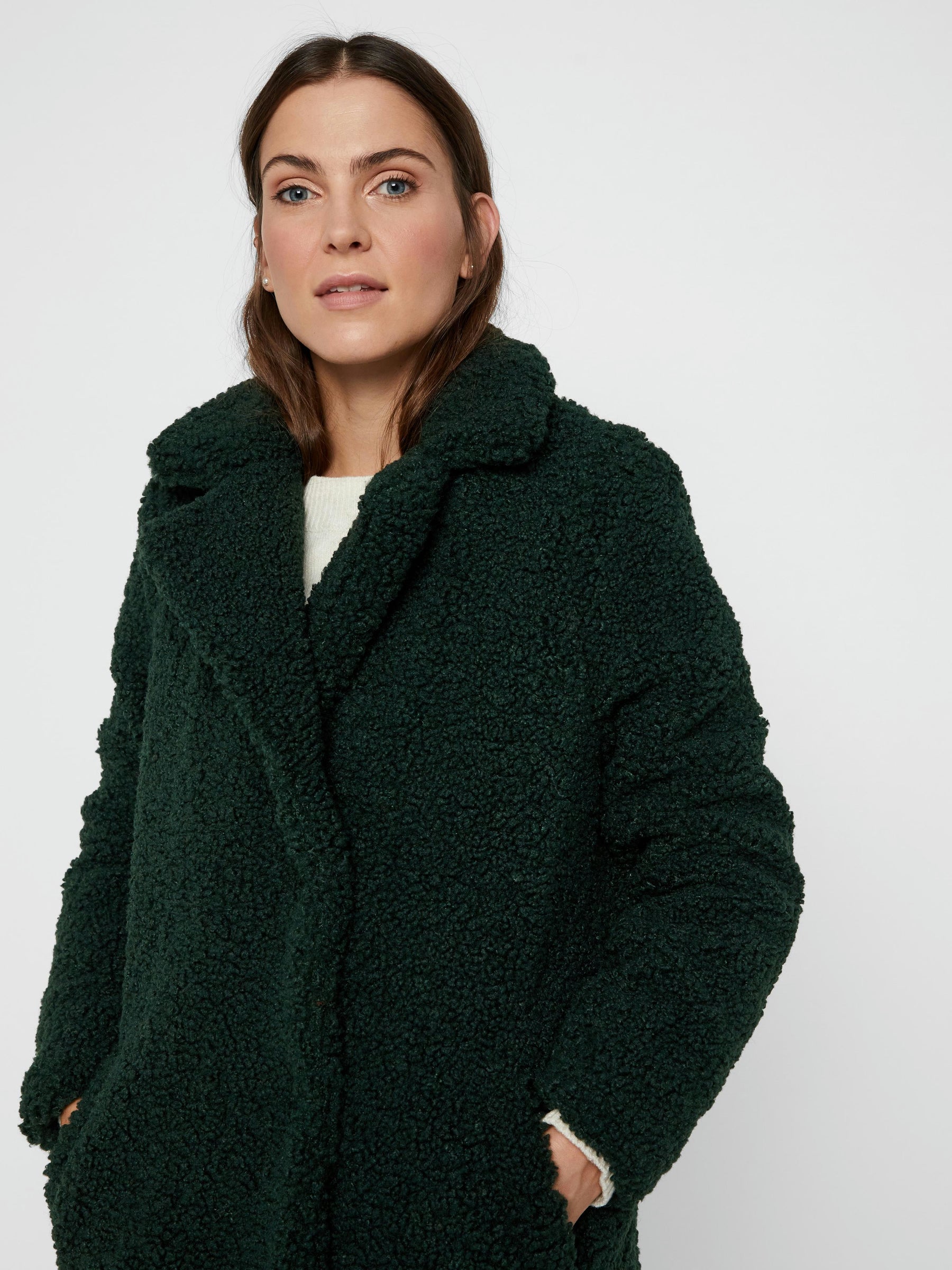Noisy May manteau teddy fausse fourrure boutonné