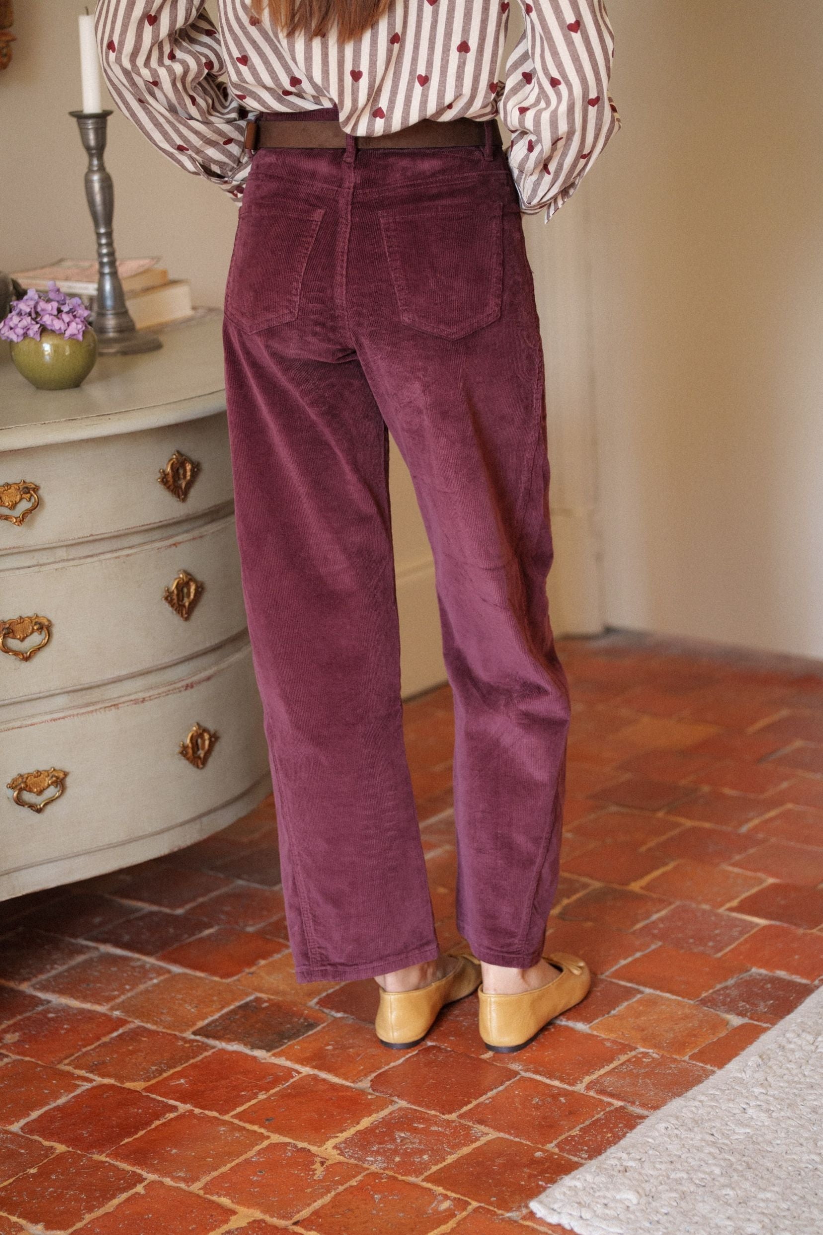 Maison Onado Erine pantalon ballon velours bordeaux coton