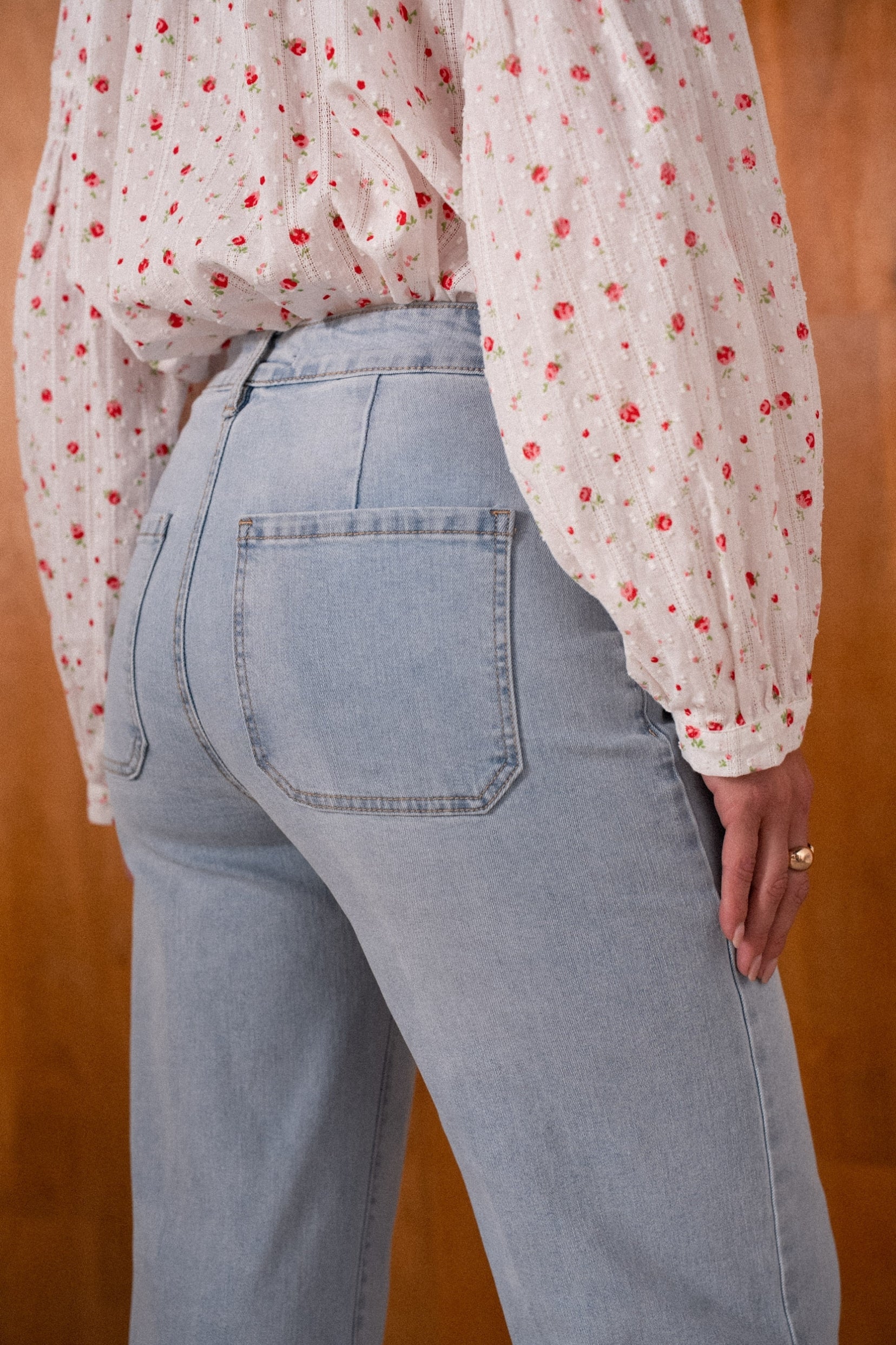Maison Onado Ariette jean wide leg bleu clair coton stretch