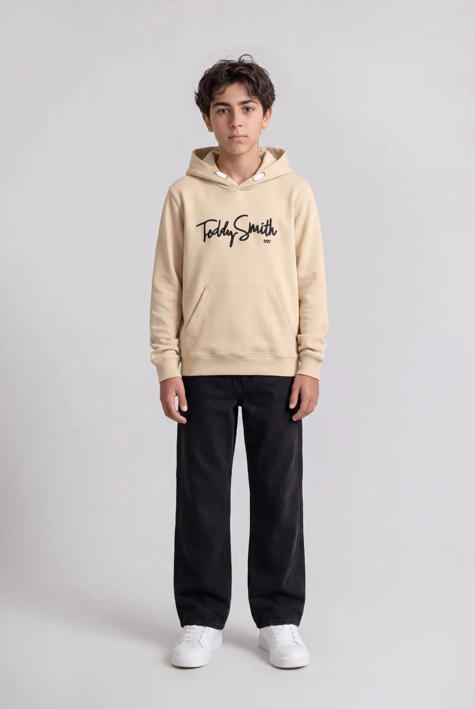 Teddy Smith S-Evry Hoody JR sweat beige clair coton