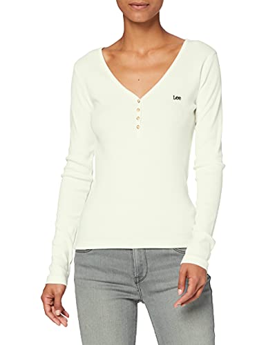 Lee Ribbed Henley t-shirt femme blanc côtelé
