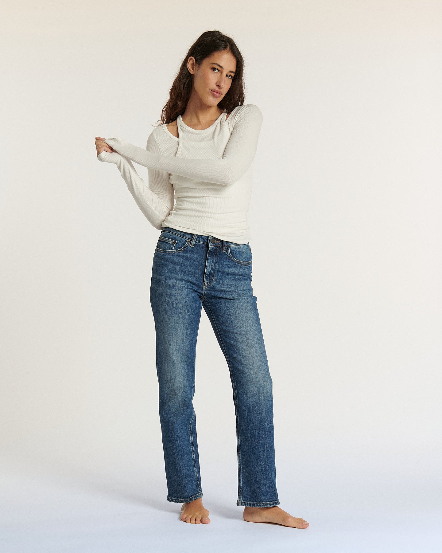 Labdip Pixie Denim Mid Blue jean droit bleu IN 30