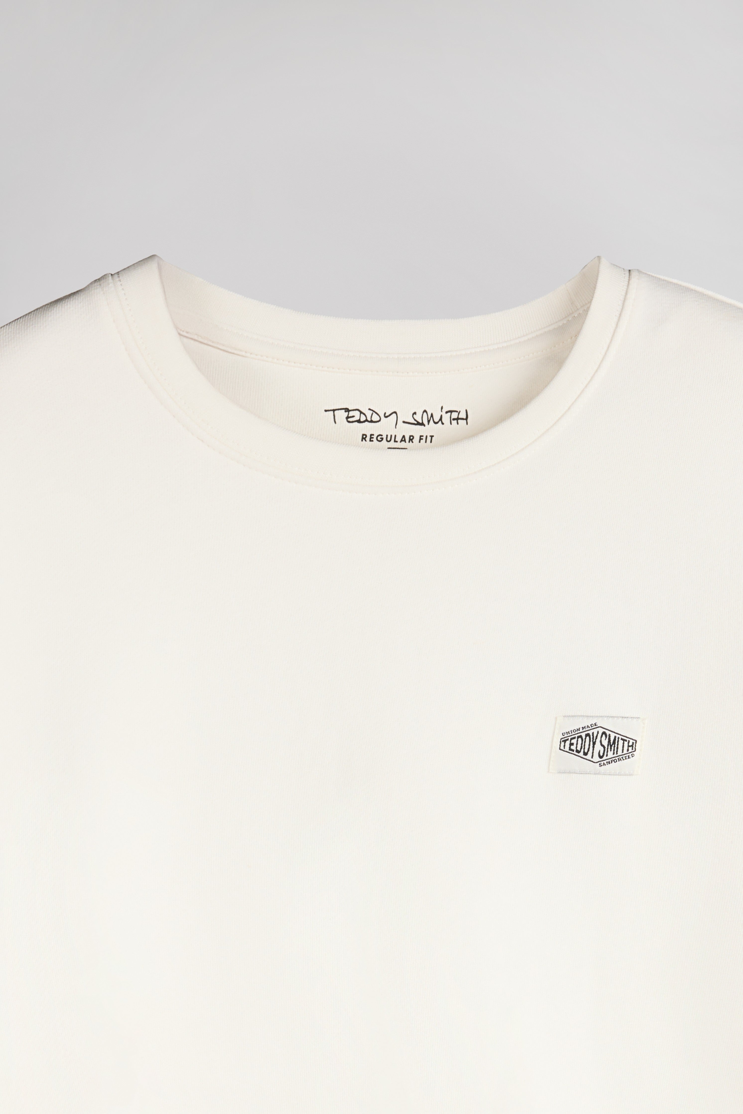 Teddy Smith S-Dylan RC sweat col rond blanc cassé coton