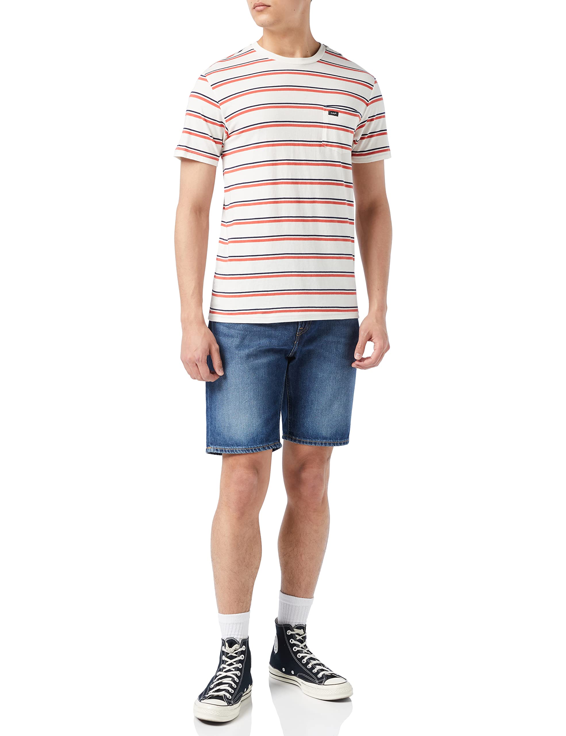 Lee Stripe Tee t-shirt homme rouge Aurora coton