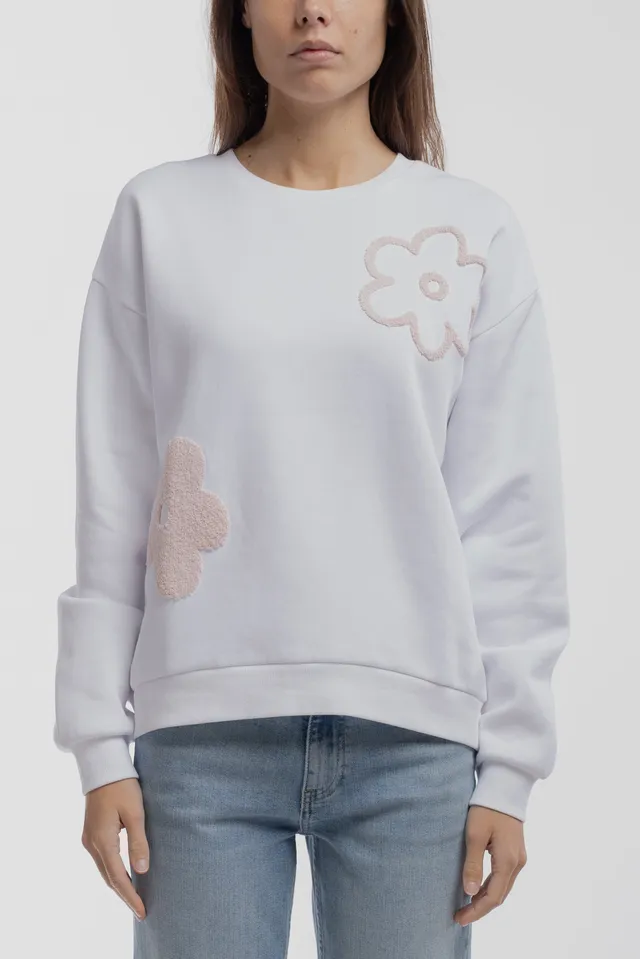 Teddy Smith S-Maeva sweat blanc femme fleurs
