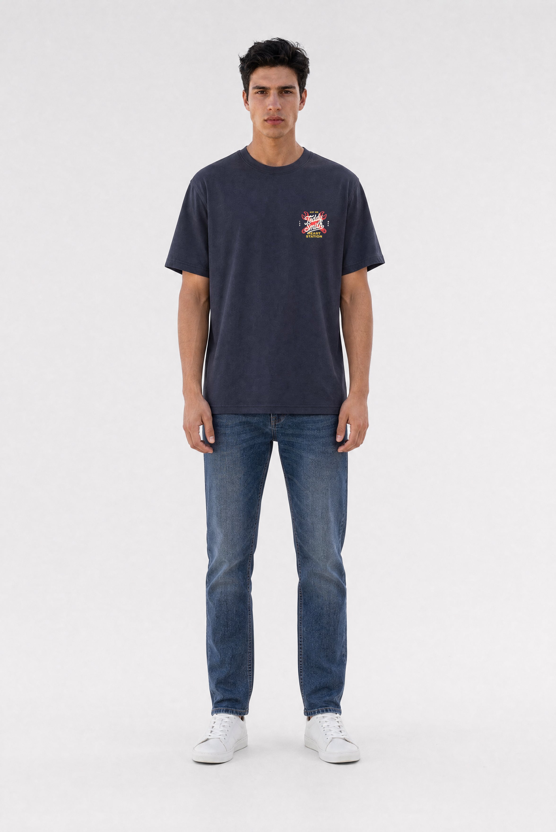 Teddy Smith T-Motorheat MC t-shirt loose bleu marine
