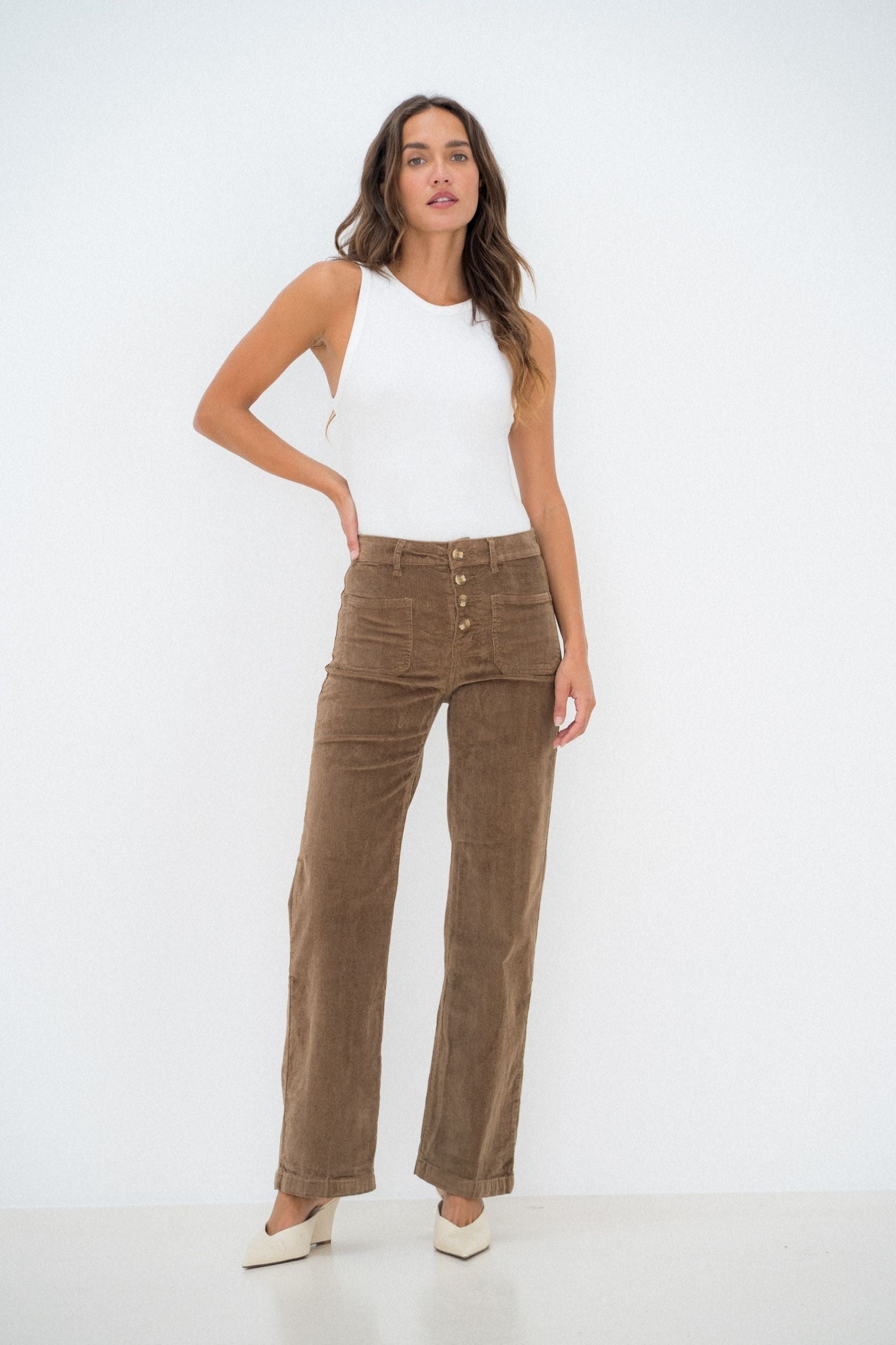 Maison Onado Néoline pantalon camel pli marqué