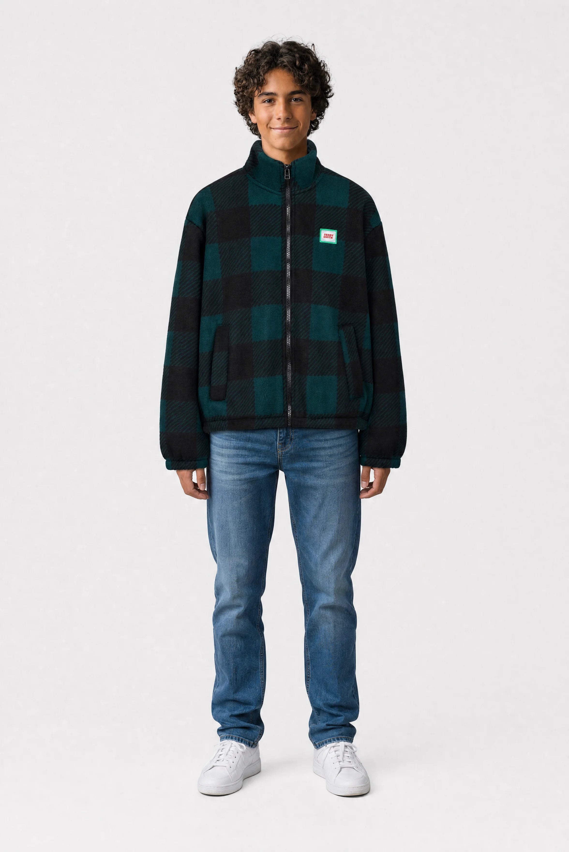 Teddy Smith B-Charles Jr polaire garçon vert pin carreaux