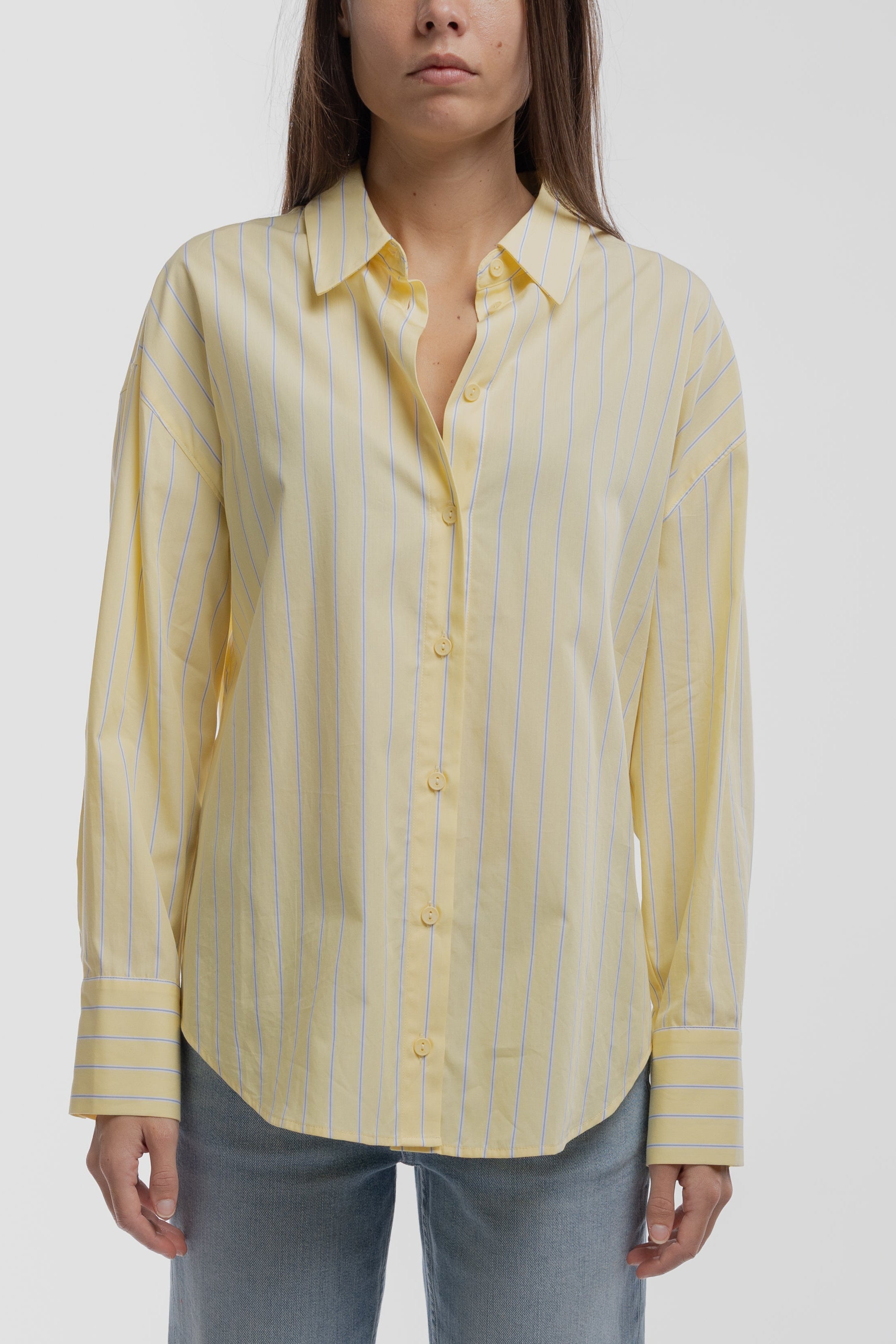 Teddy Smith C-CHARLINA chemise jaune citron rayée oversize