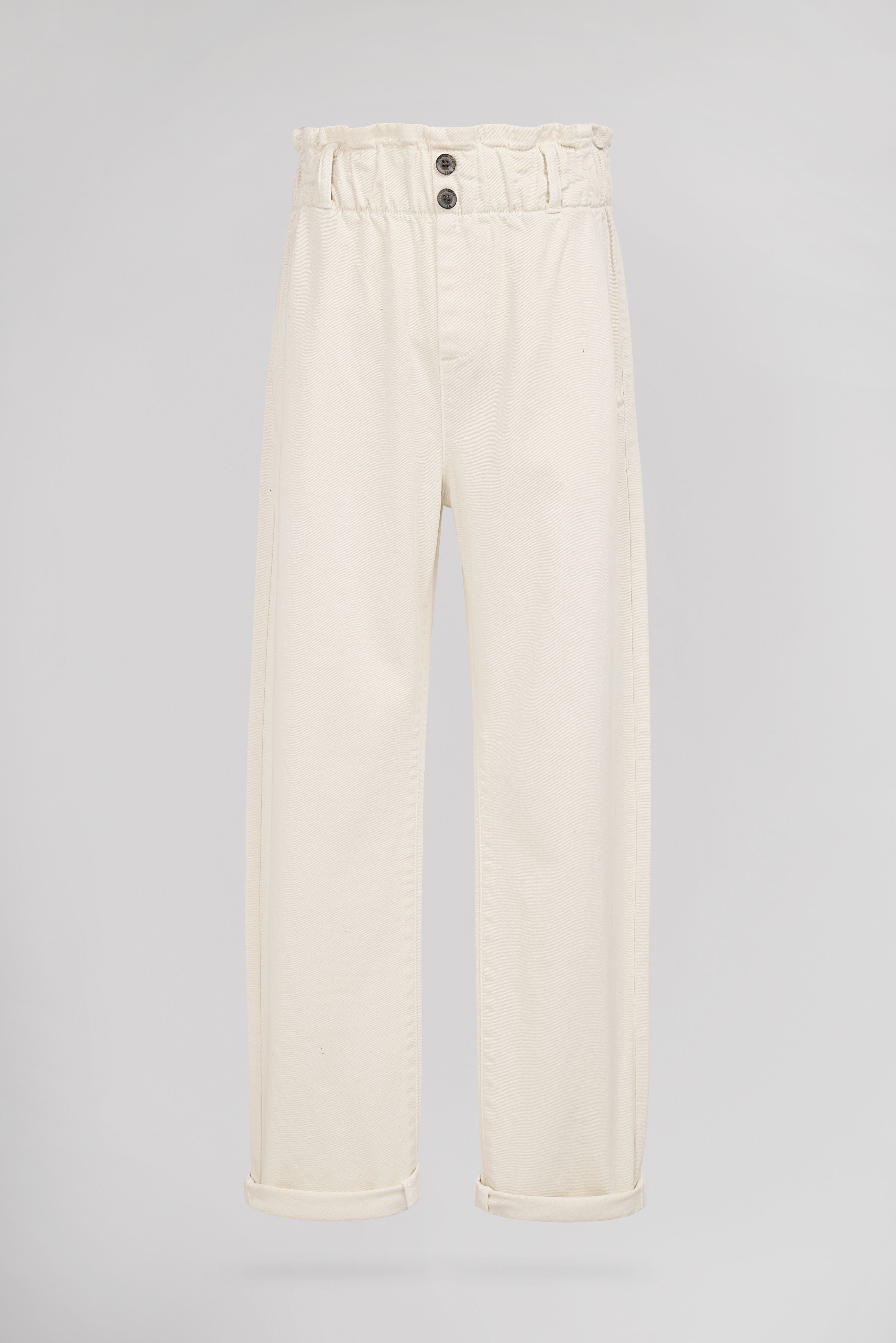Teddy Smith Paperbag Jr pantalon fille blanc taille haute