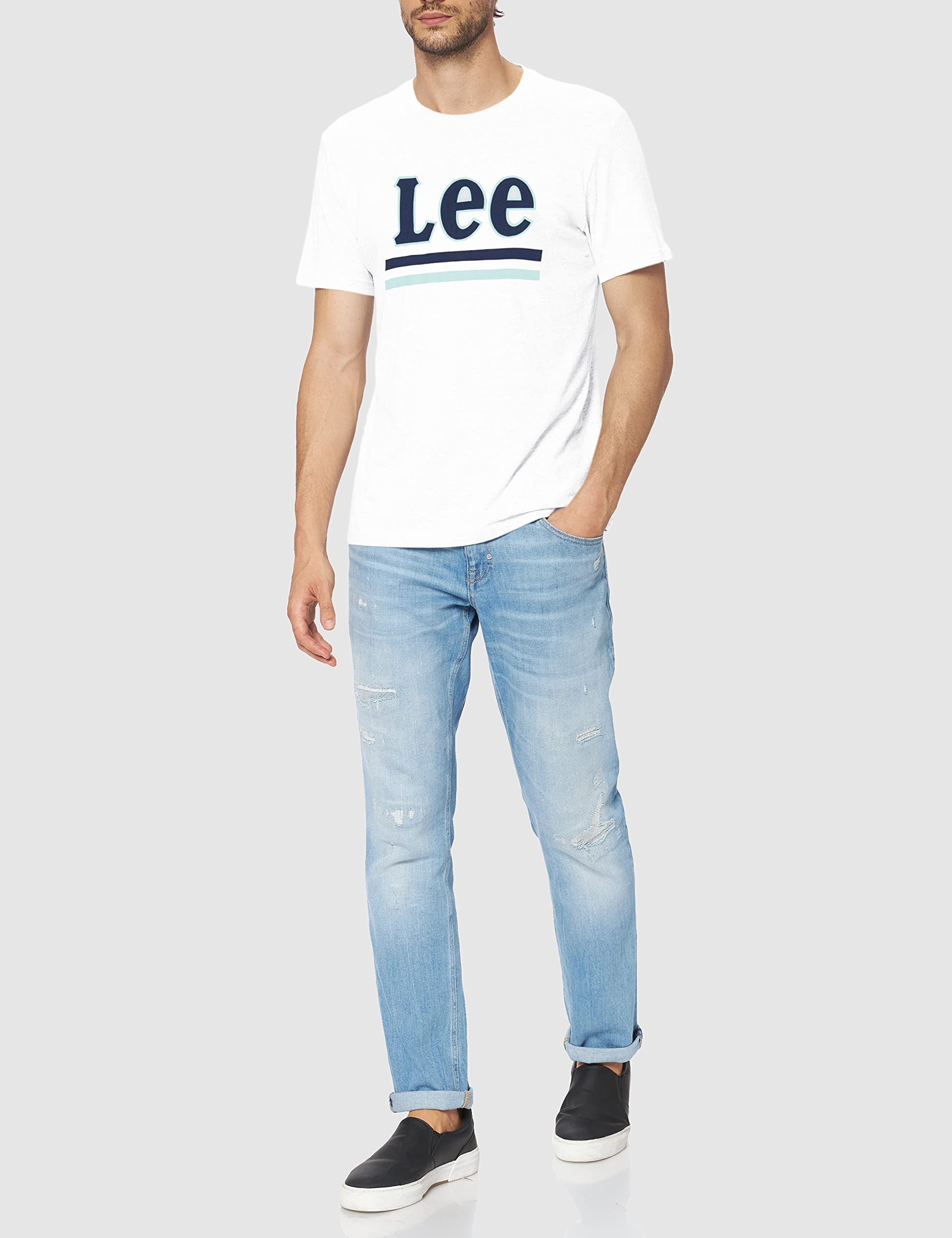Lee Stripe Tee T-shirt homme blanc coupe régulière