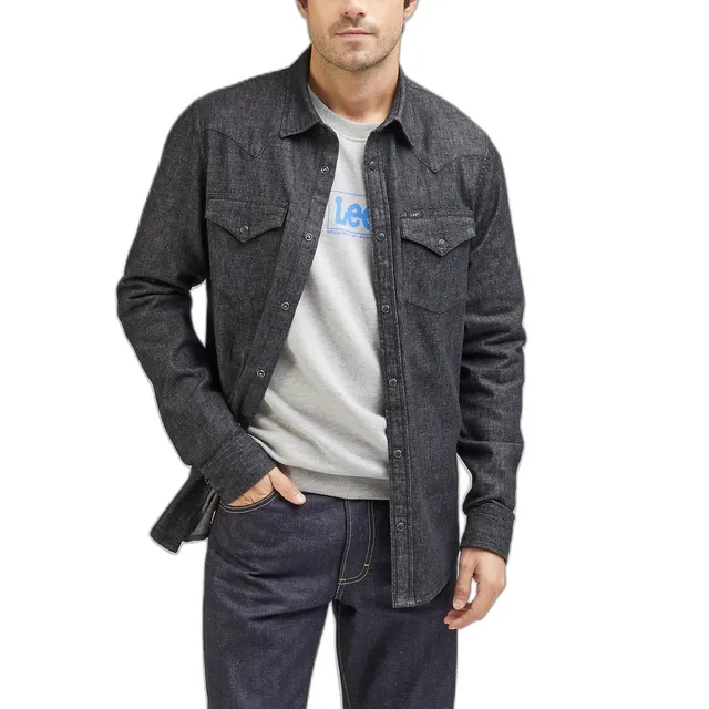 Lee Regular Western Chemise Homme Taille M denim rigide