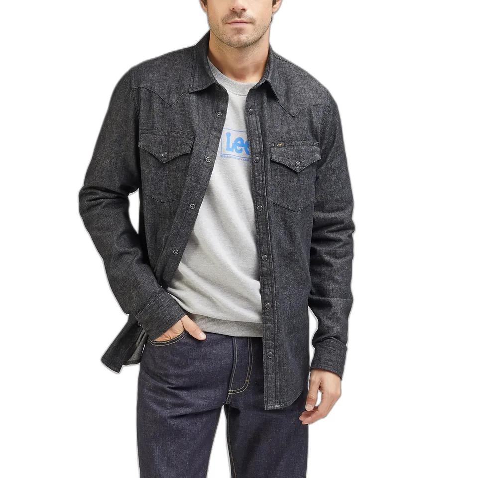 Lee Regular Western Chemise Homme Taille M denim rigide