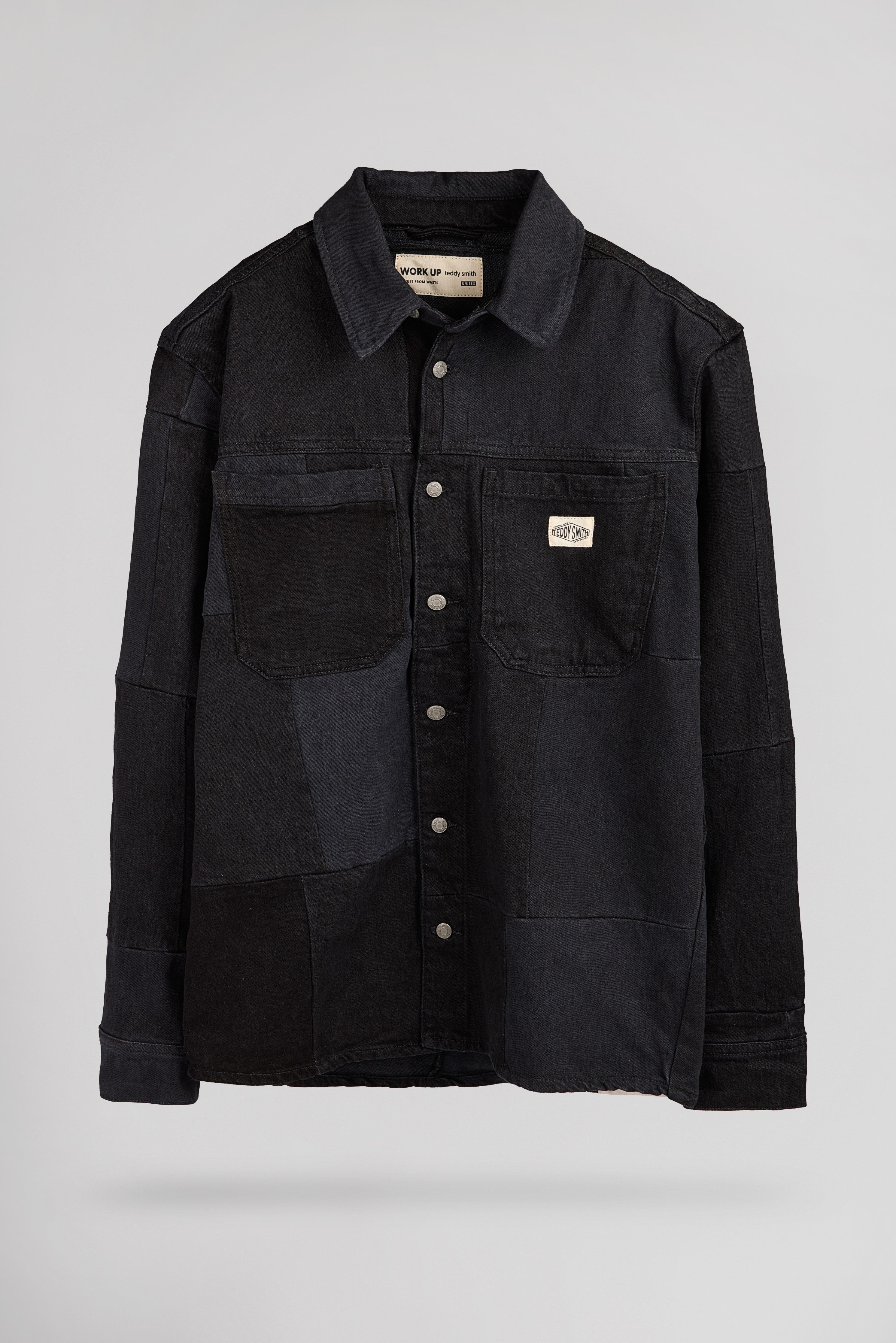 Teddy Smith C-Chicago chemise denim oversize noir gris coton