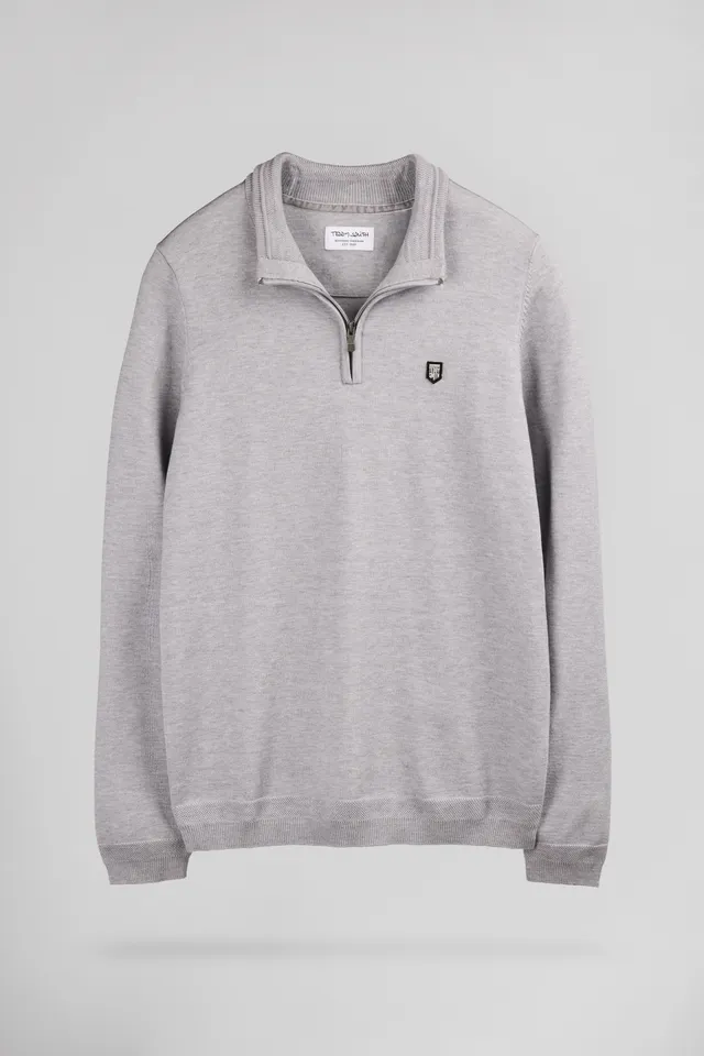 Teddy Smith P-Marty 2 pull gris chiné col zippé