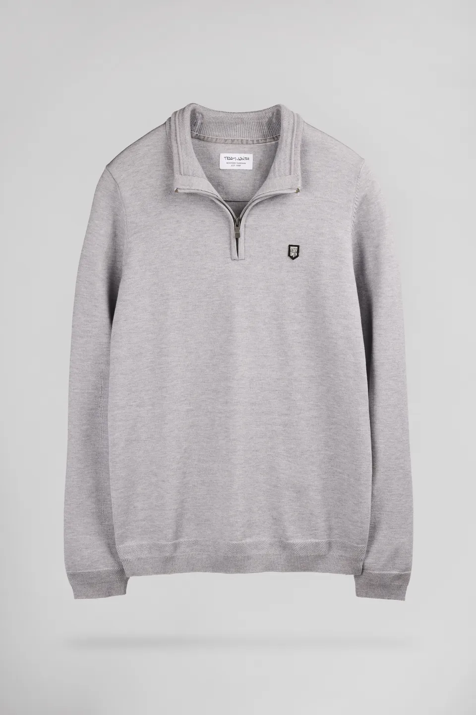 Teddy Smith P-Marty 2 pull gris chiné col zippé