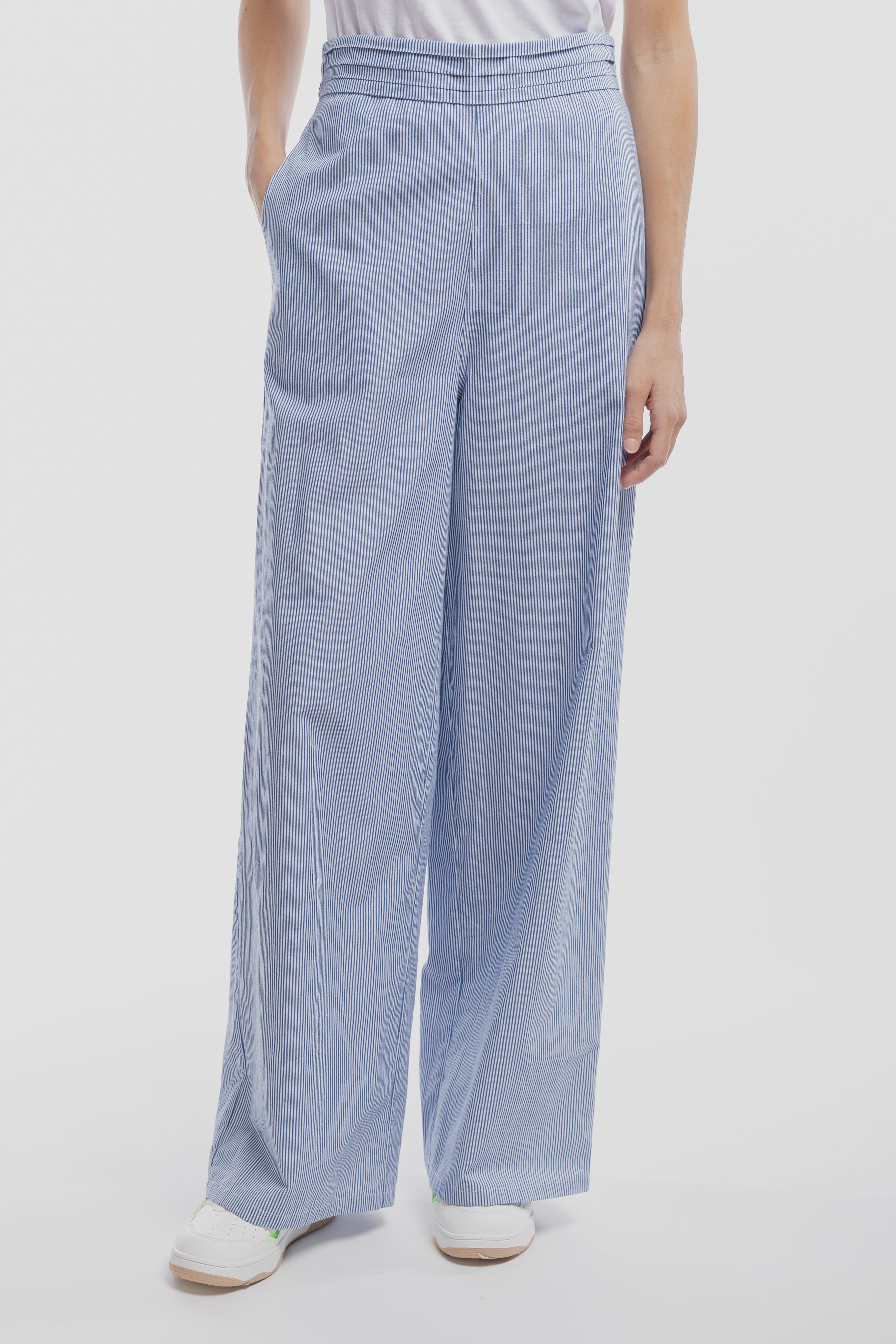 Teddy Smith P-Rebelle pantalon large bleu nuageux rayures coton