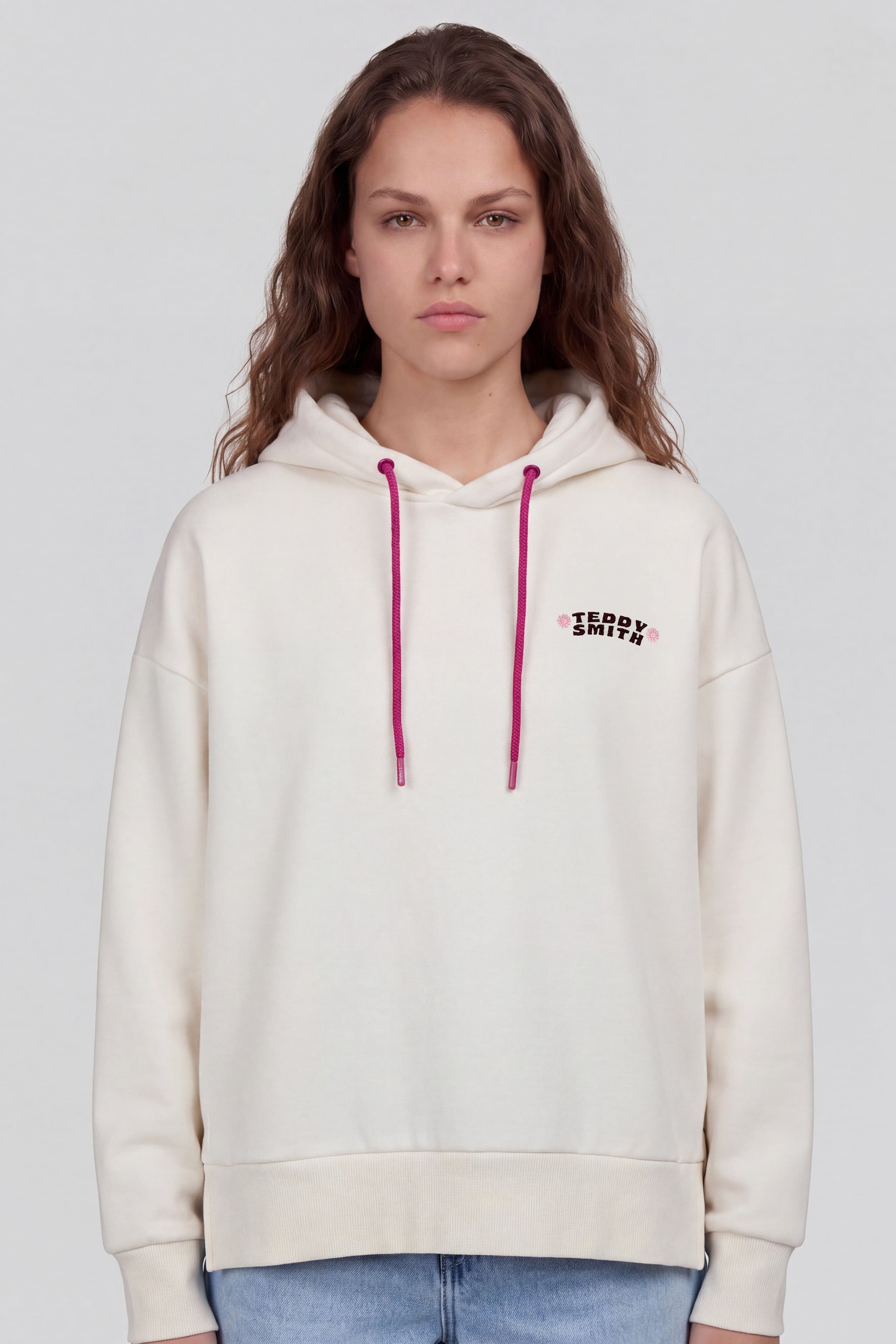 Teddy Smith S-Bird Hoody sweat capuche blanc femme brodé